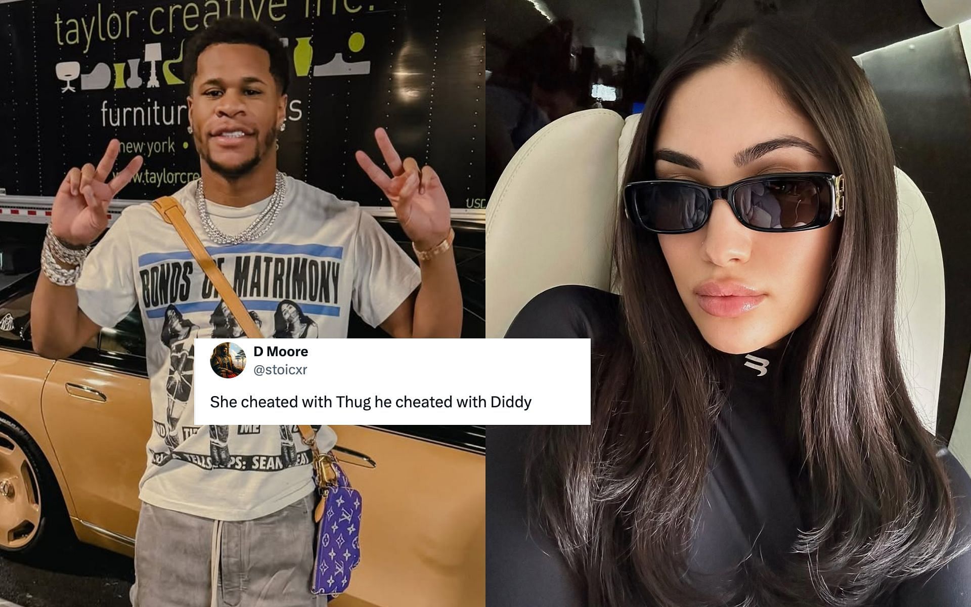 fans target Devin Haney (left) over wife Leena Sayed