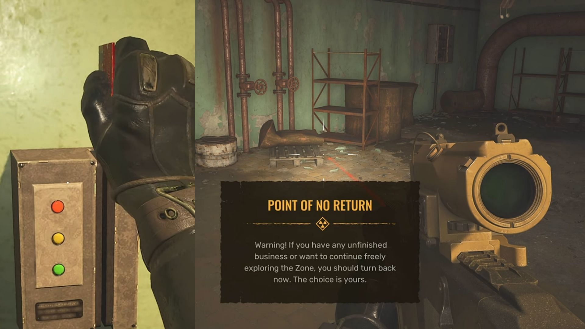 Point of No Return starts as soon as you access the basement (Image via GSC Game World)