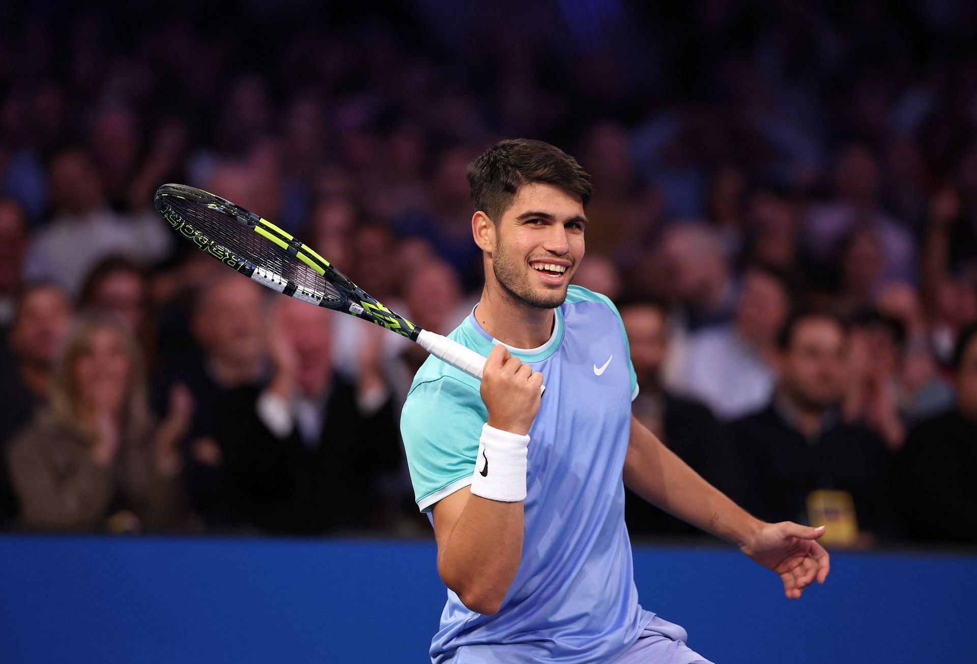 Carlos Alcaraz during an exhibition at Madison Square Garden