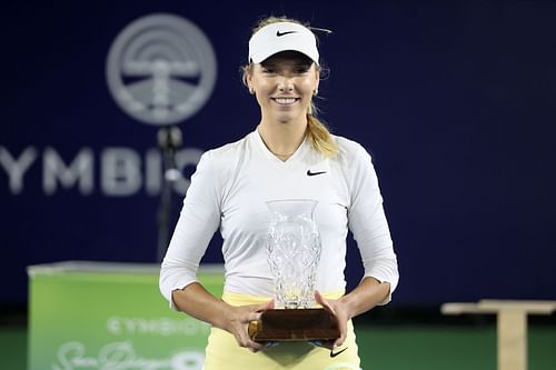 Katie Boulter pictured after winning 2024 San Diego Open (Source: Getty)