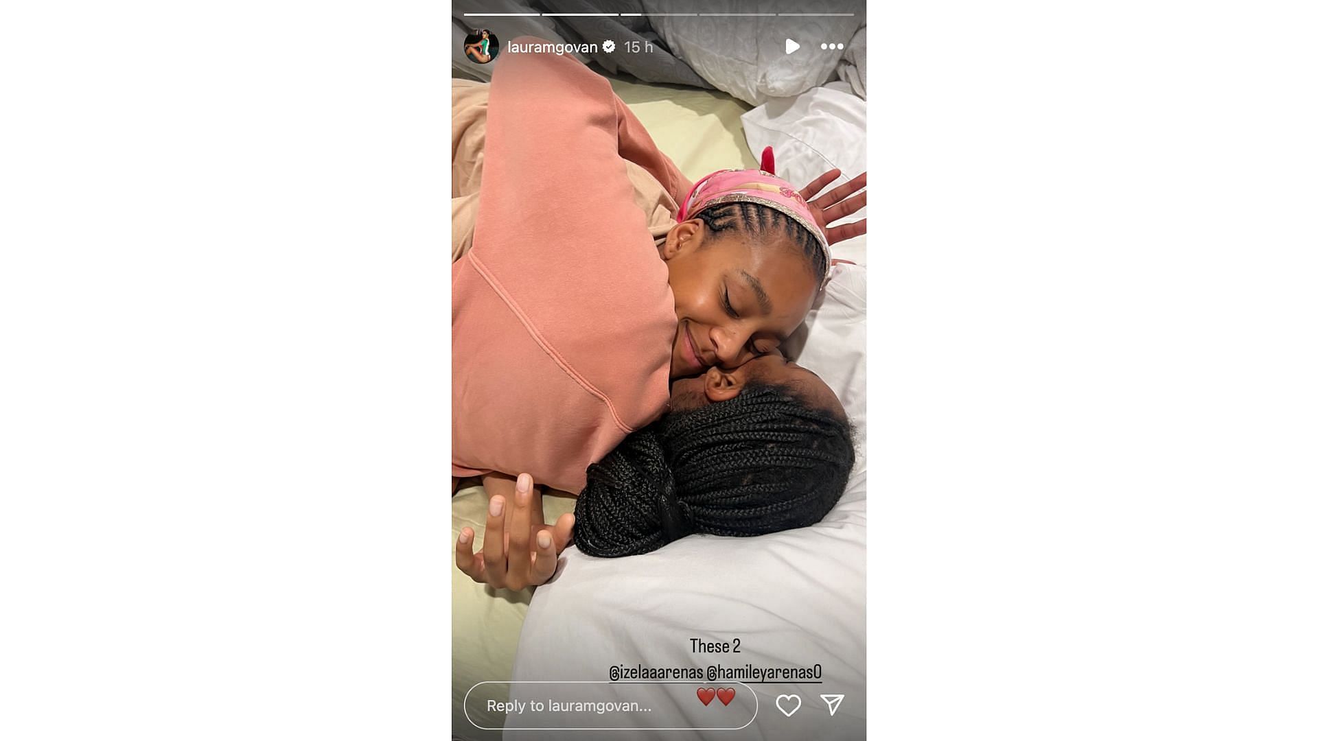 Govan shares an adorable picture of her daughters Izela and Hamiley hugging each other. (Credits: @lauramgovan/Instagram)