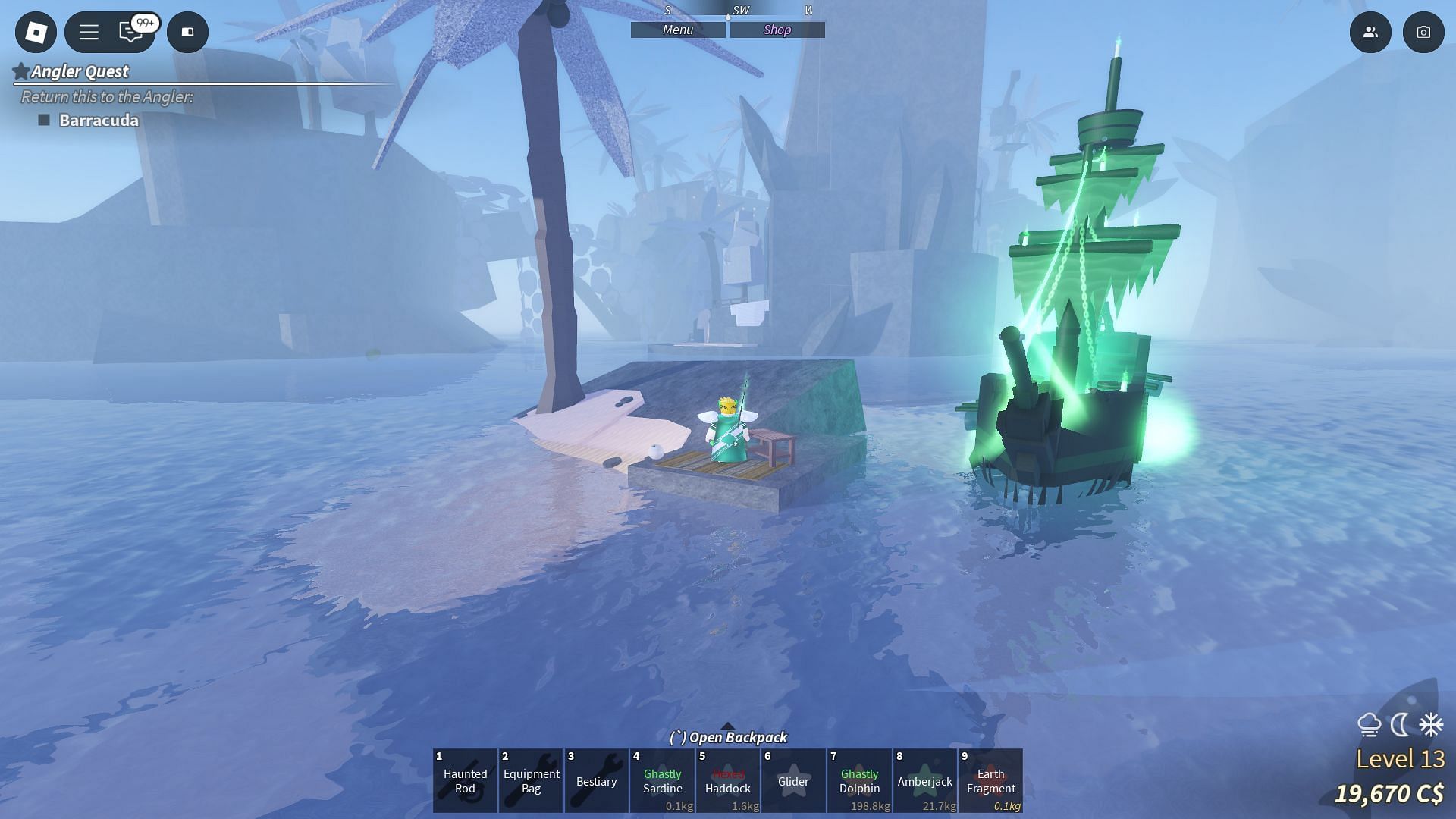 Fish at this spot to catch the Shiny Mutated version of the Napoleon fish (Image via Roblox)