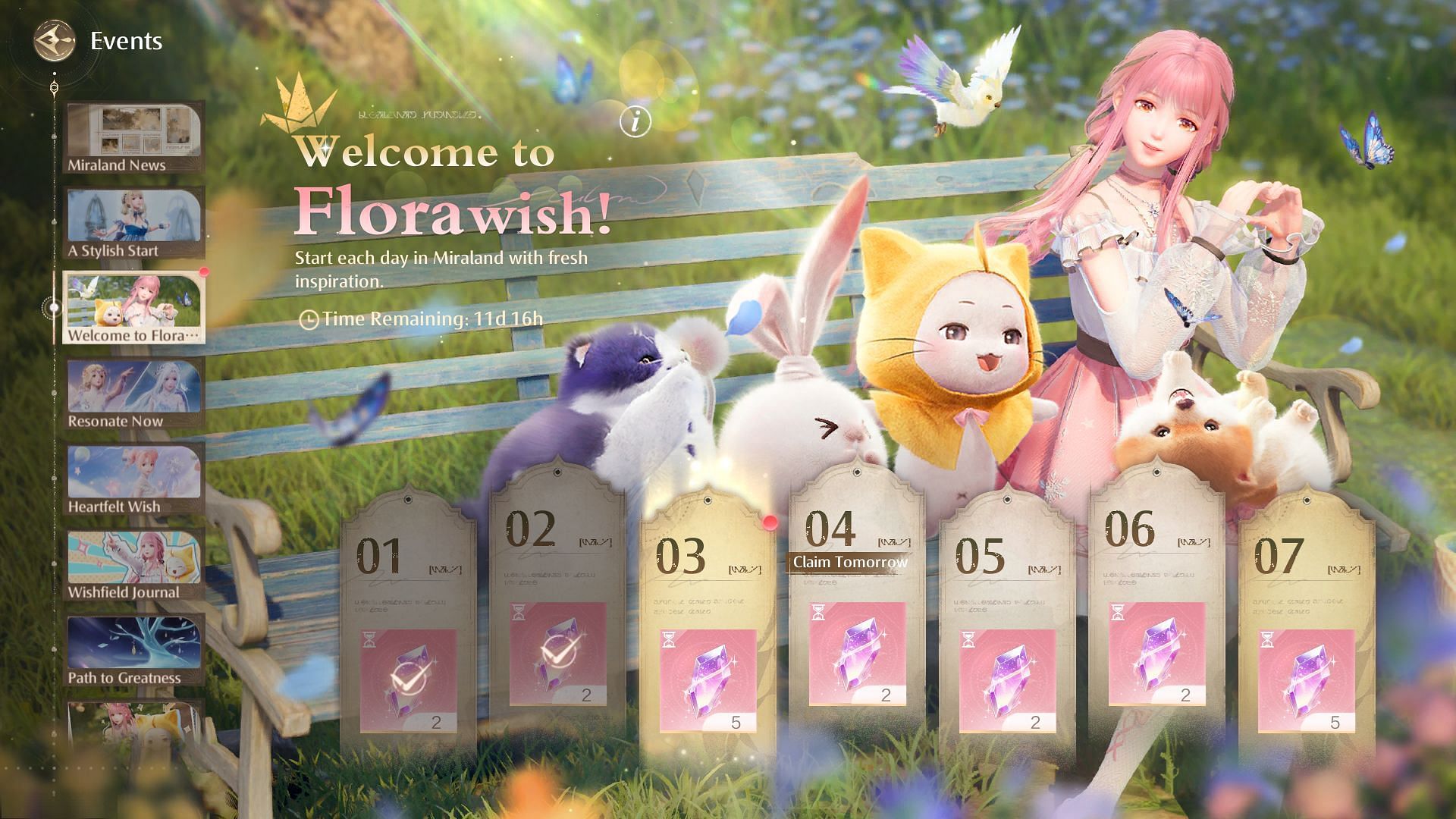 Welcome to Florawish! - login event (Image via InFold Games)