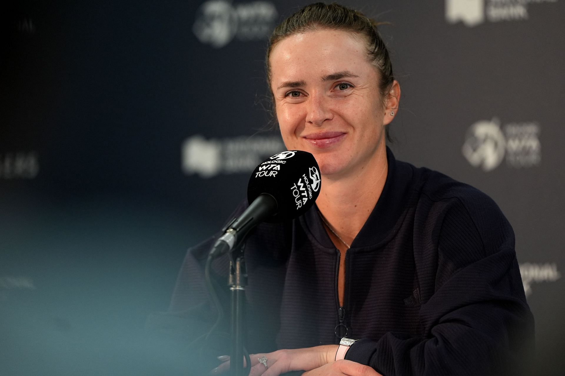 Elina Svitolina of Ukraine speaks at press conference during National Bank Open - Source: Getty