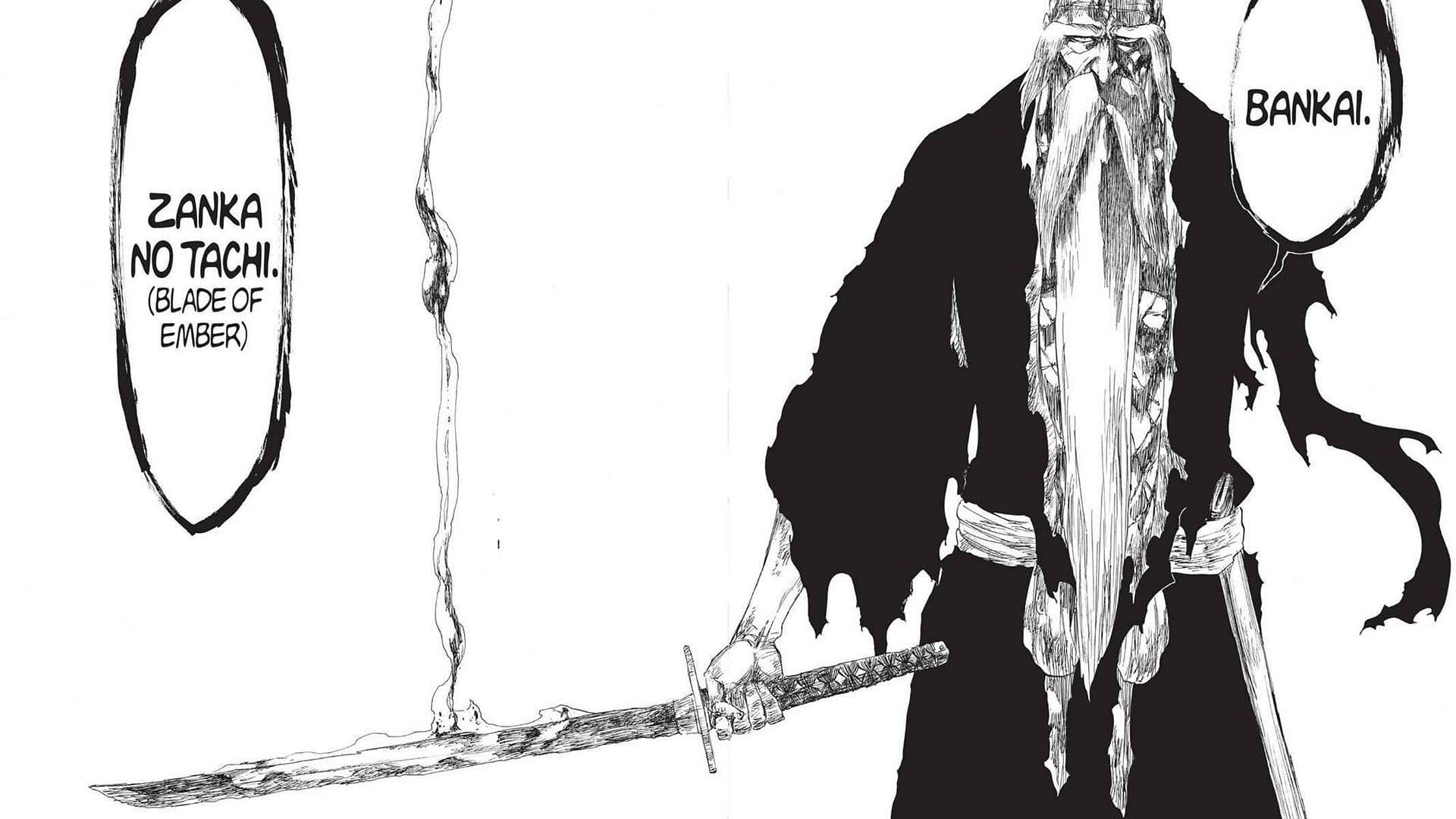 Yamamoto activating Bankai in the Bleach manga (Image via Shueisha)