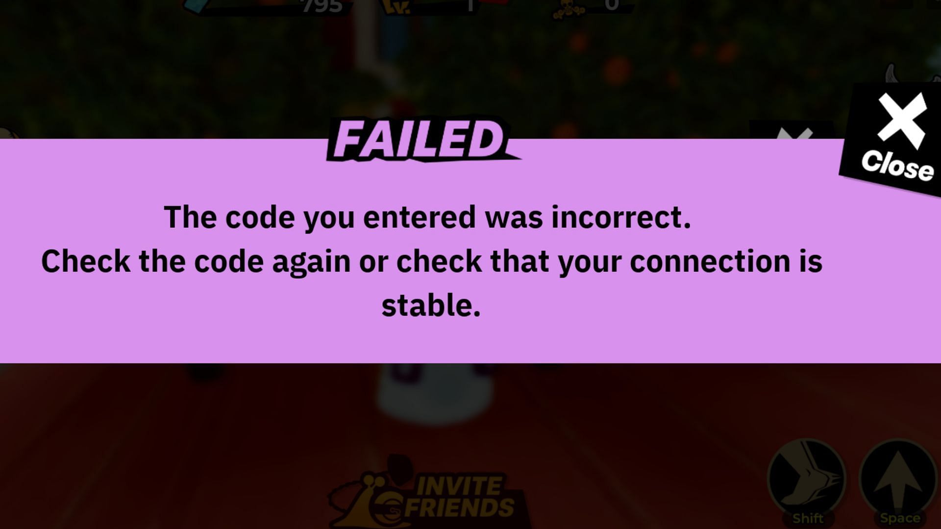 Avoid error notifications by double-checking the code before hitting the &quot;ENTER&quot; button (Image via Roblox)