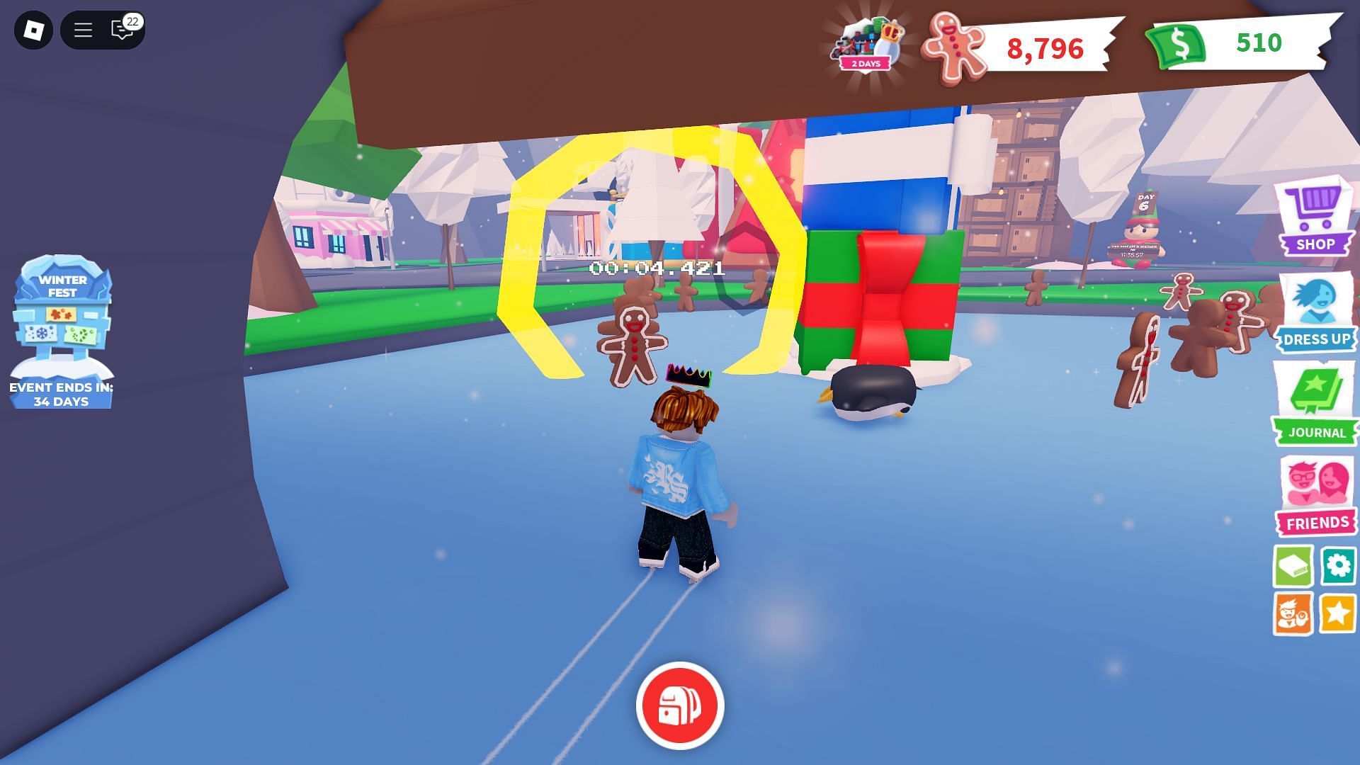 Collect Gingerbread throughout the race (Image via Roblox)