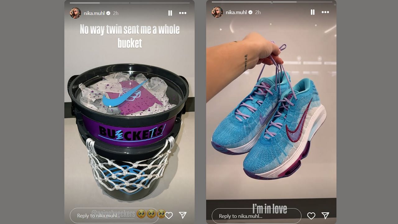 Nika Muhl shares video of Paige Bueckers&#039; sneakers on her IG story. (Credits: @nika.muhl/Instagram)