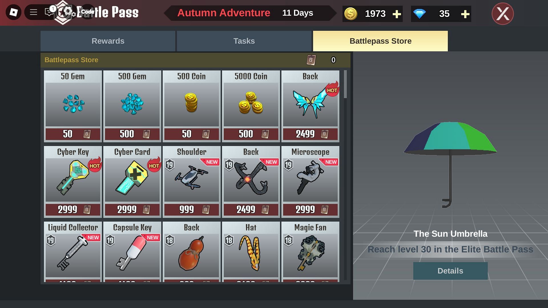 The Season 21 Battle Pass Store (Image via Roblox)