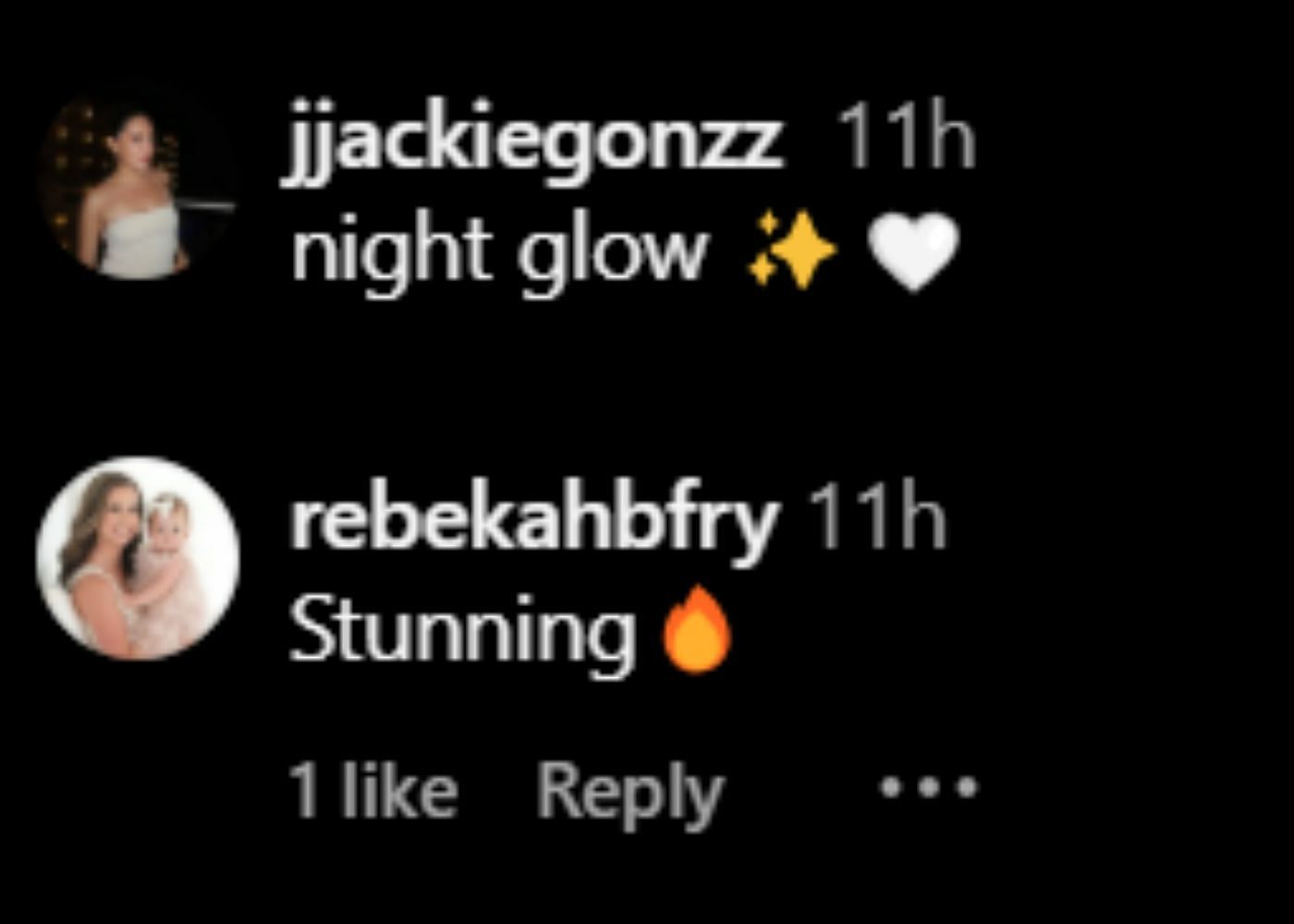 Jackie&#039;s Instagram caption, and Rebekah&#039;s comment