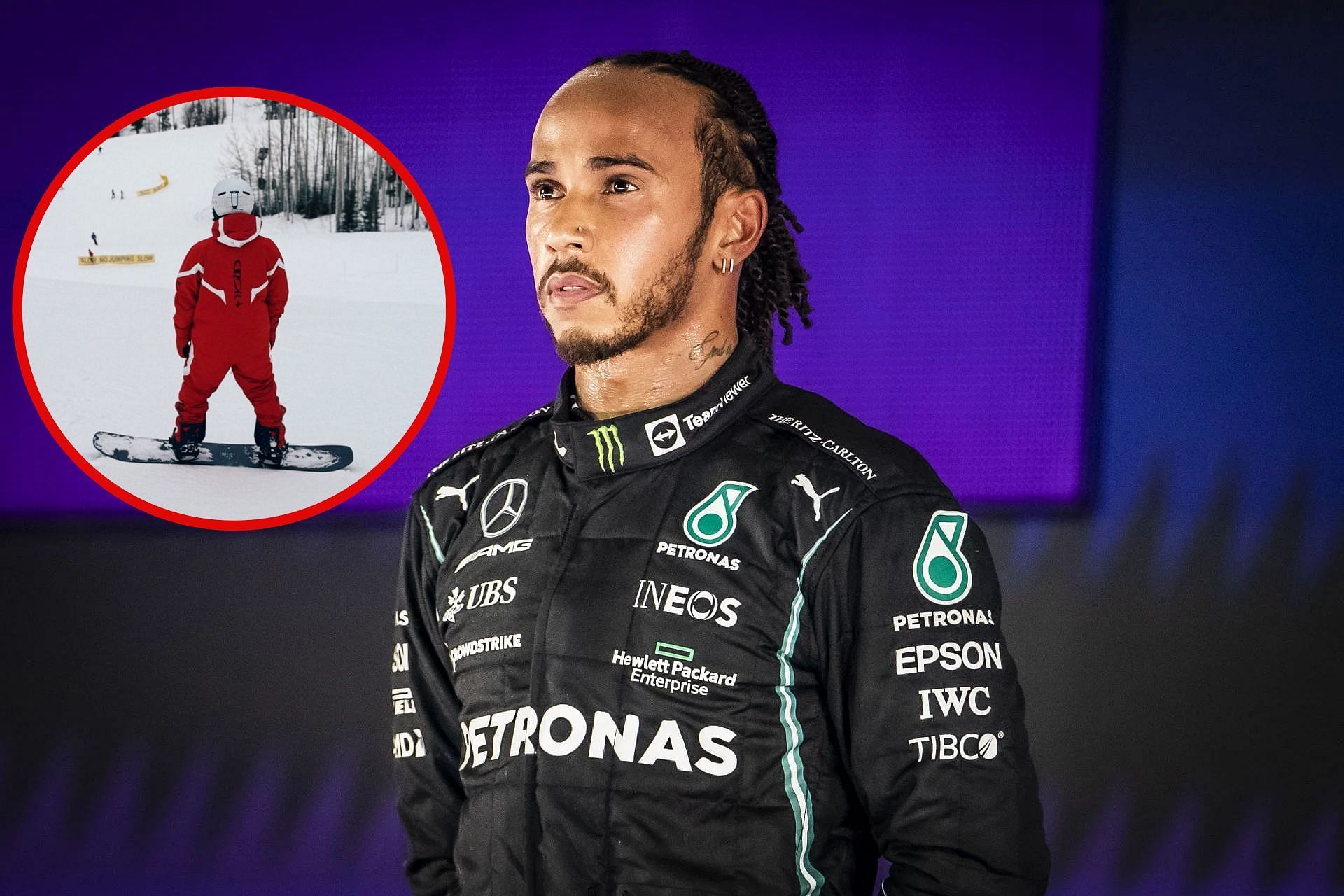 Lewis Hamilton was spotted skiing after the 2024 F1 season (Image via Getty || X/fiagirly)