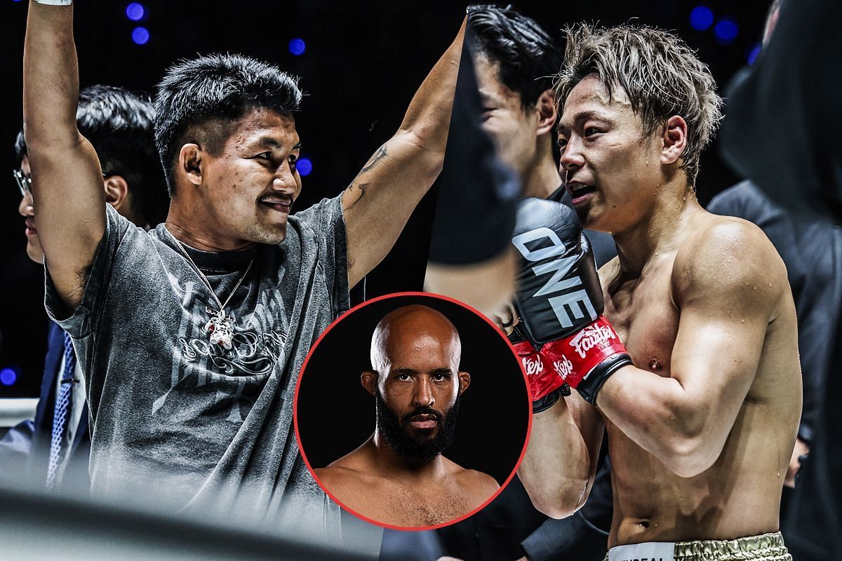 Rodtang (left) and Takeru (right) (inset: Demetrious Johnson) [Photos via: ONE Championship]