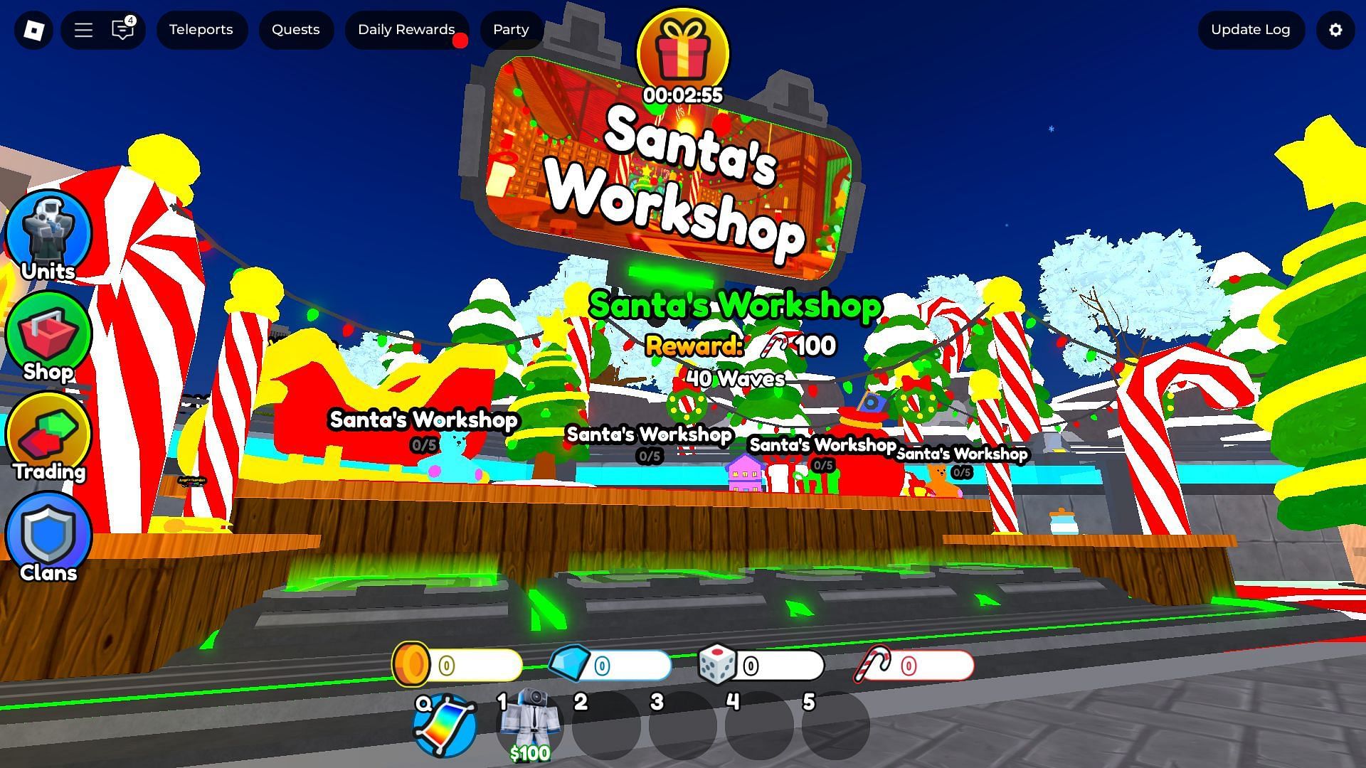 Complete the Santa's Workshop with 2 units equipped to get the Elite Tokens (Image via Roblox)