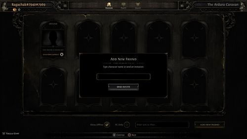 PoE 2 makes it pretty easy to add friends (Image via Grinding Gear Games)