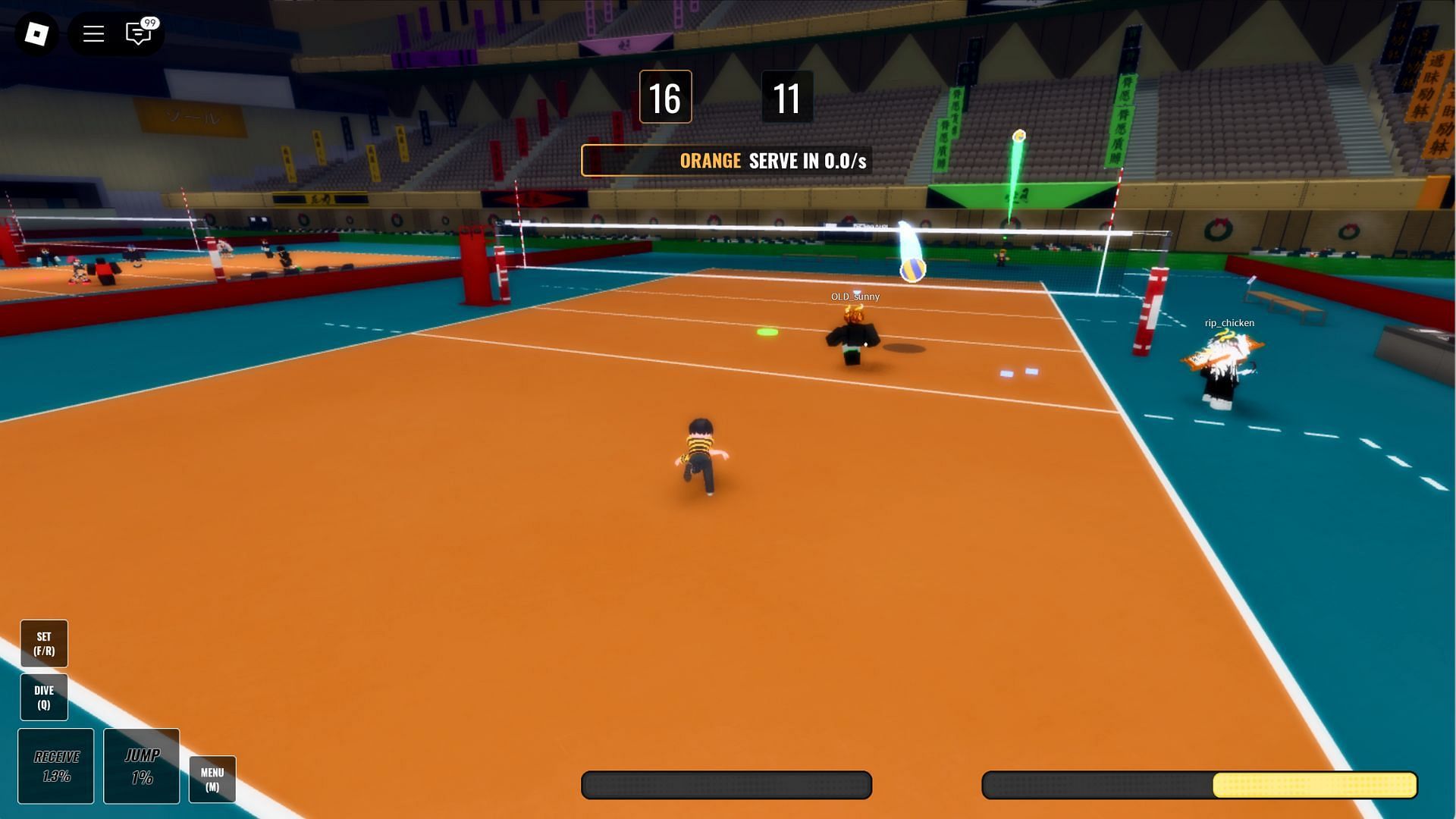 Select a court and start playing (Image via Roblox)