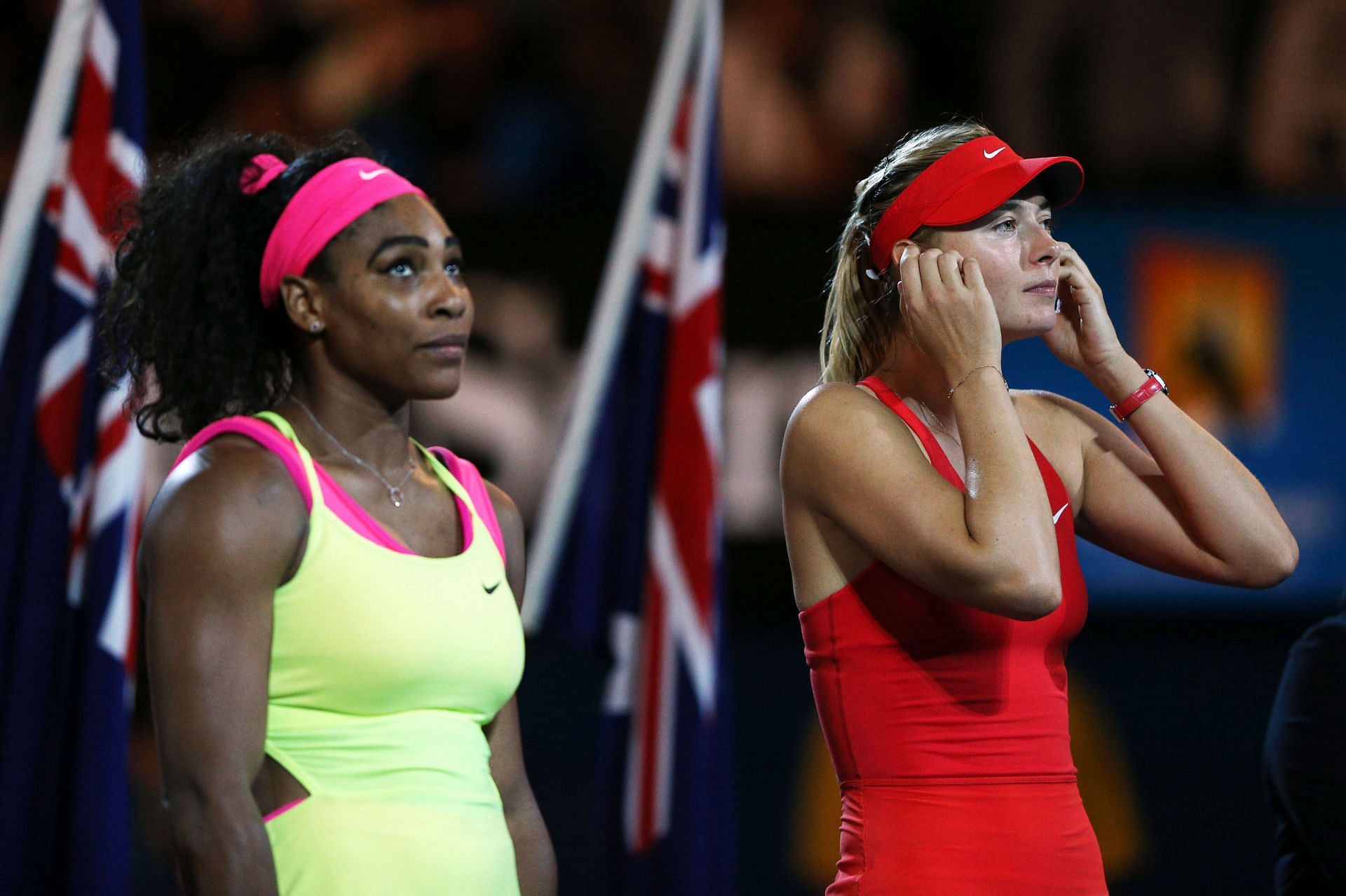 Serena Williams and Maria Sharapova after their 2015 Australian Open final (Image Source: Getty)