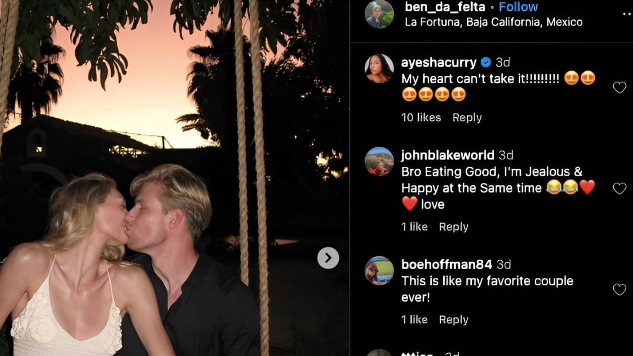 Ayesha's comment on Ben Felter's post with Cameron Brink [Credit: IG/@ ben_da_felta]