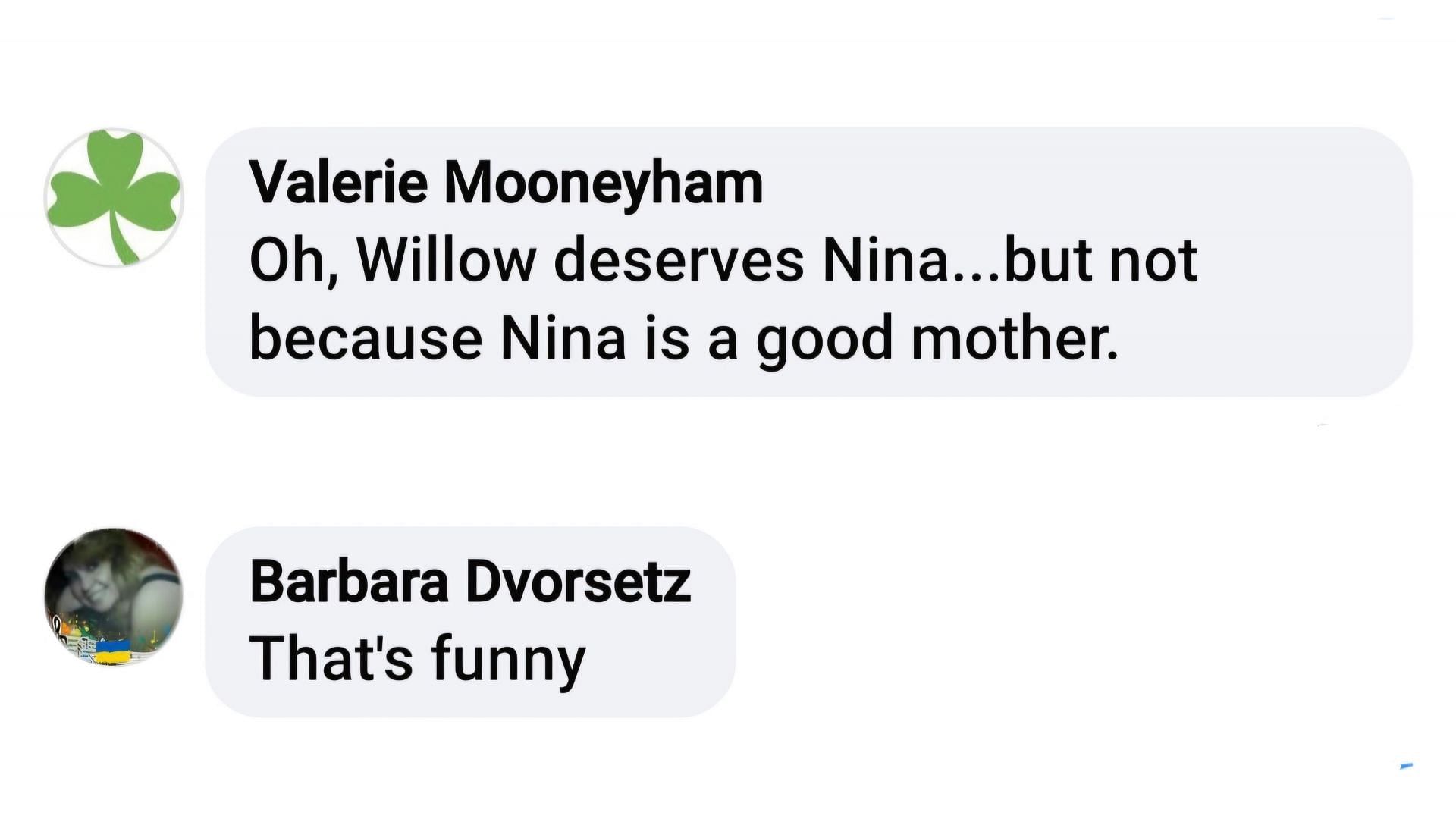 Viewers commenting on Willow&#039;s history in the soap (via Oshea Wright / Facebook)