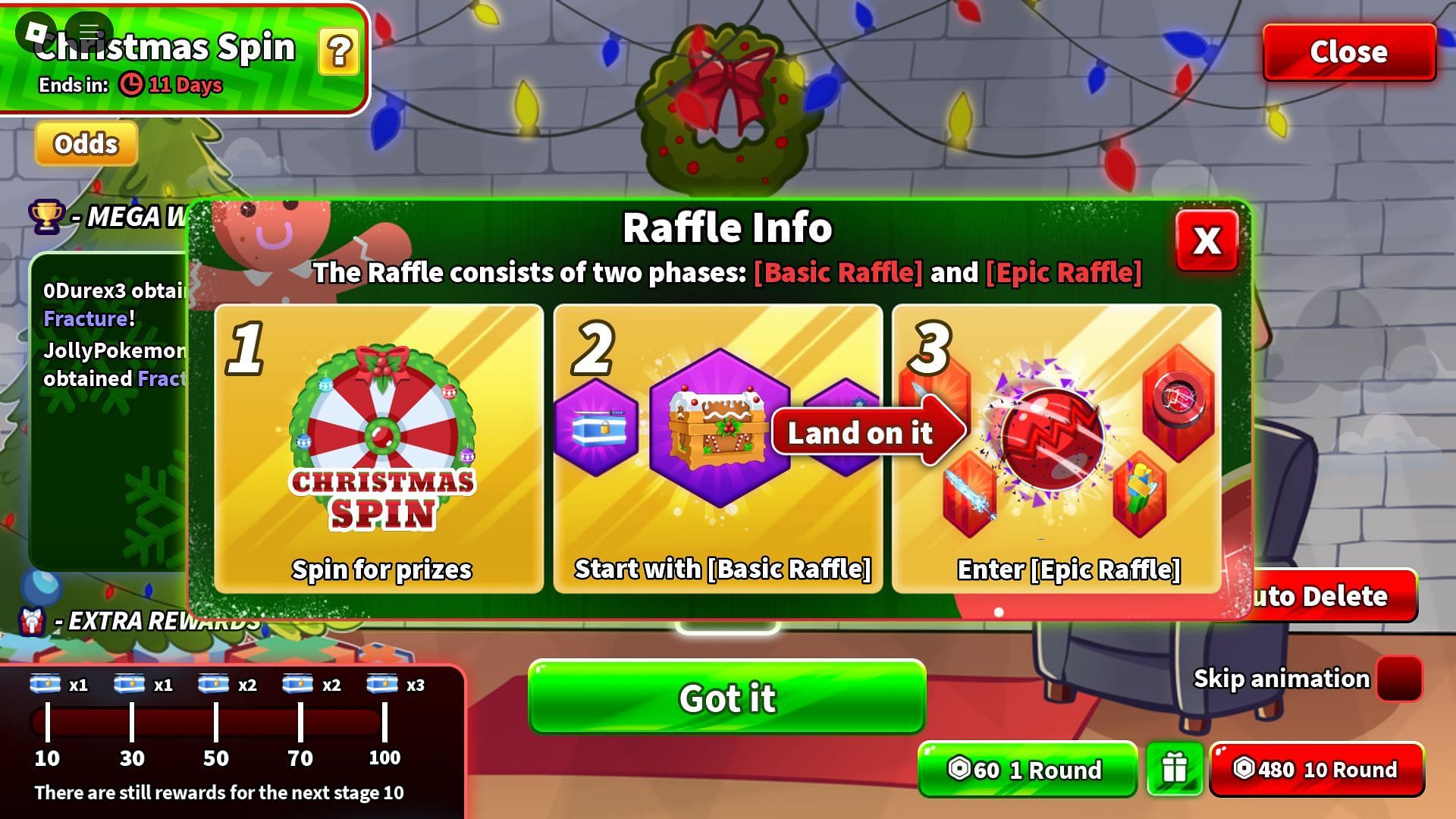 Christmas Spins Raffle info (Image via Roblox)