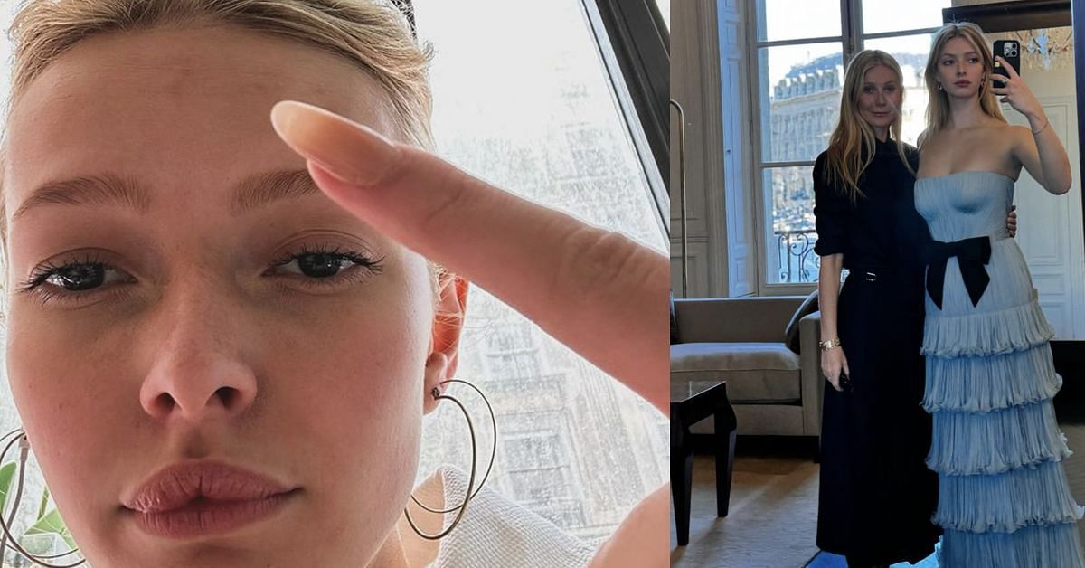 Apple Martin alone - left, with mother - right (pictures via Instagram/@gwynethpaltrow)