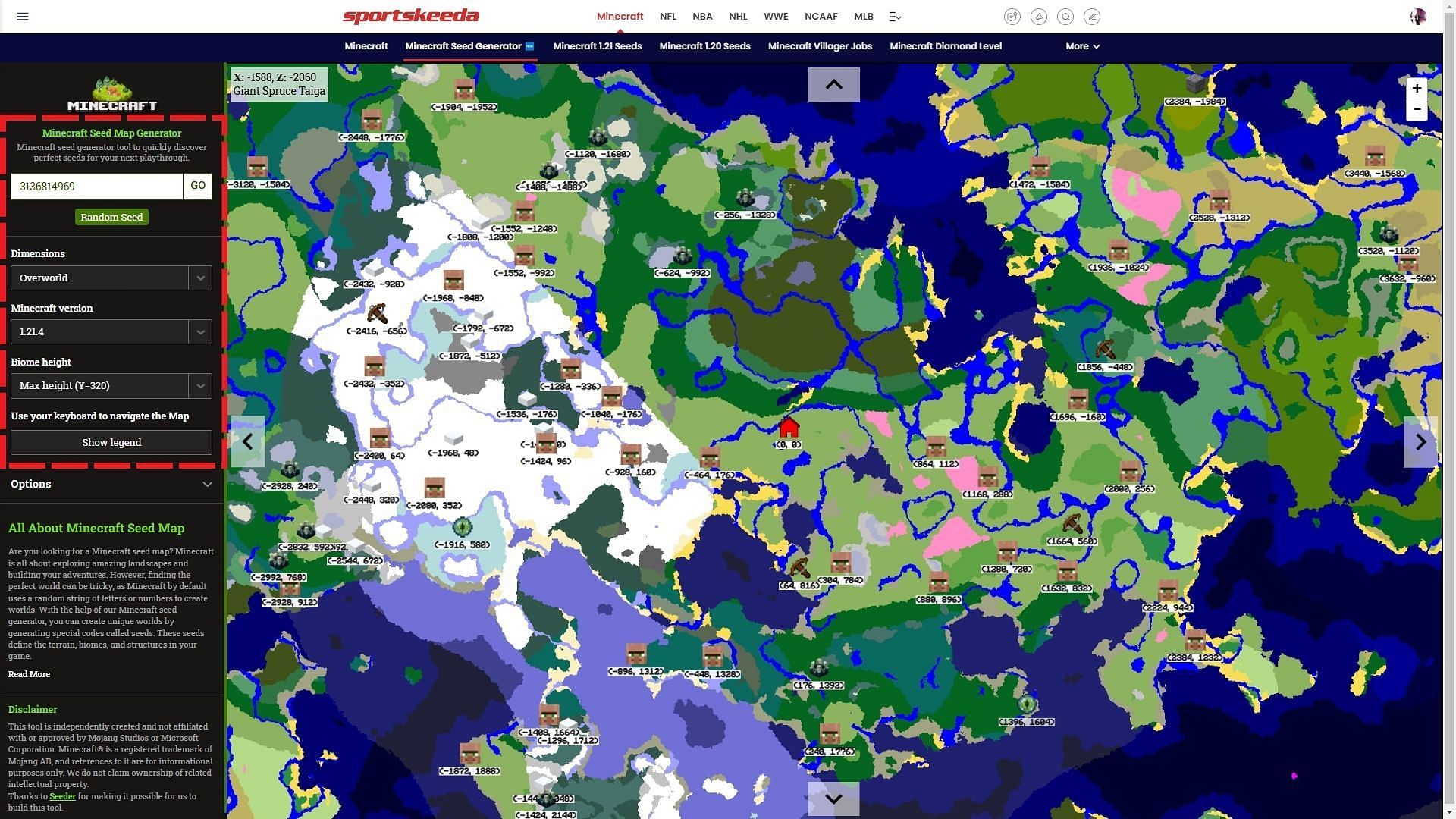 Make sure to input all the details correctly in the Minecraft seed map (Image via Sportskeeda)