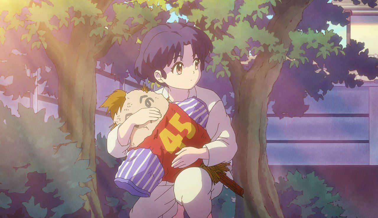 Akane with the Ranma dummy in the most recent episode (Image via MAPPA).