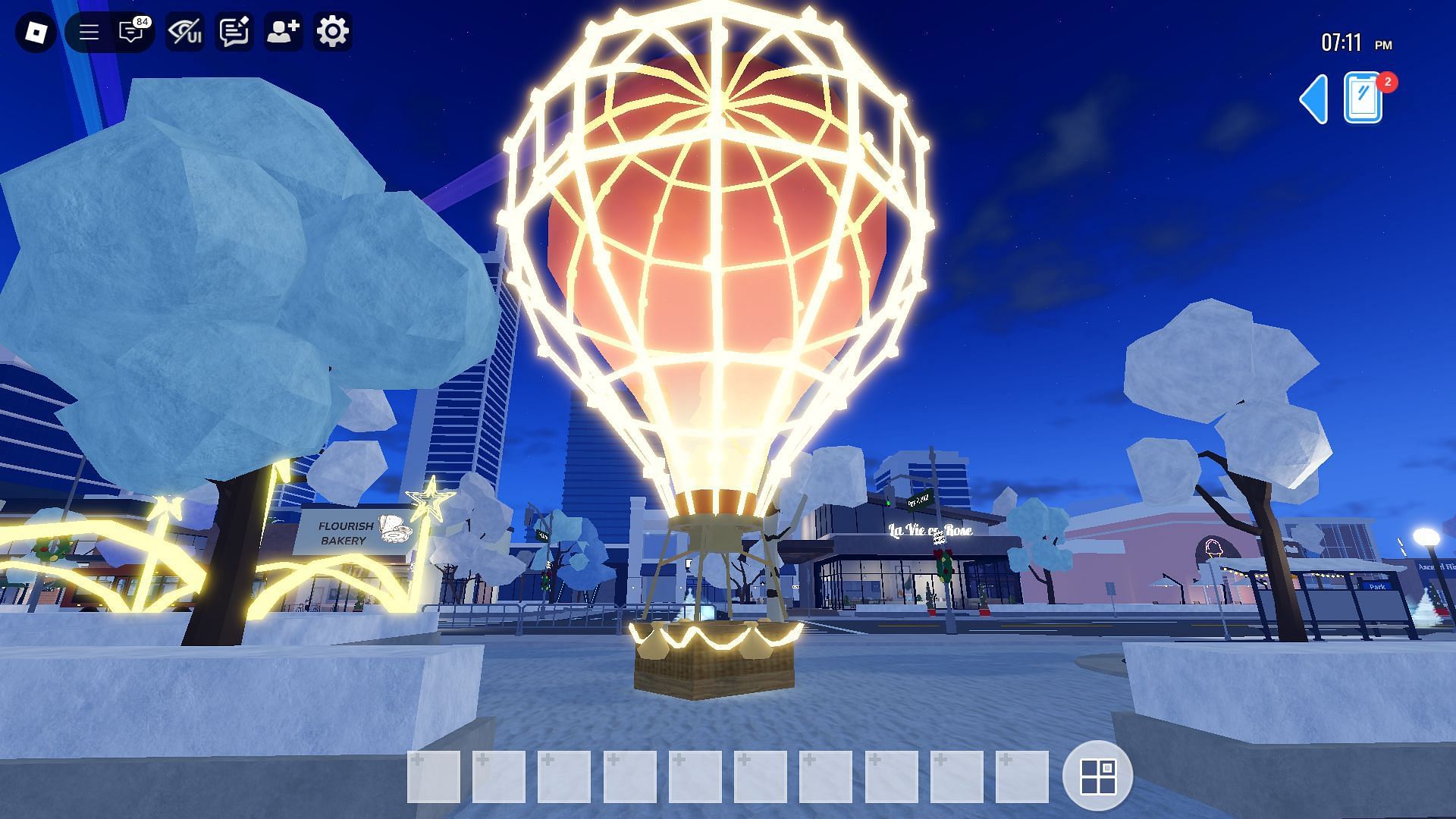 The hot air balloon in Icy Wonderland (Image via Roblox)