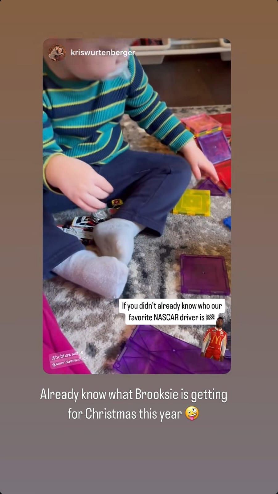 Amanda Wallace reveling her son&#039;s Christmas gift (Source: @amandawallace via Instagram)