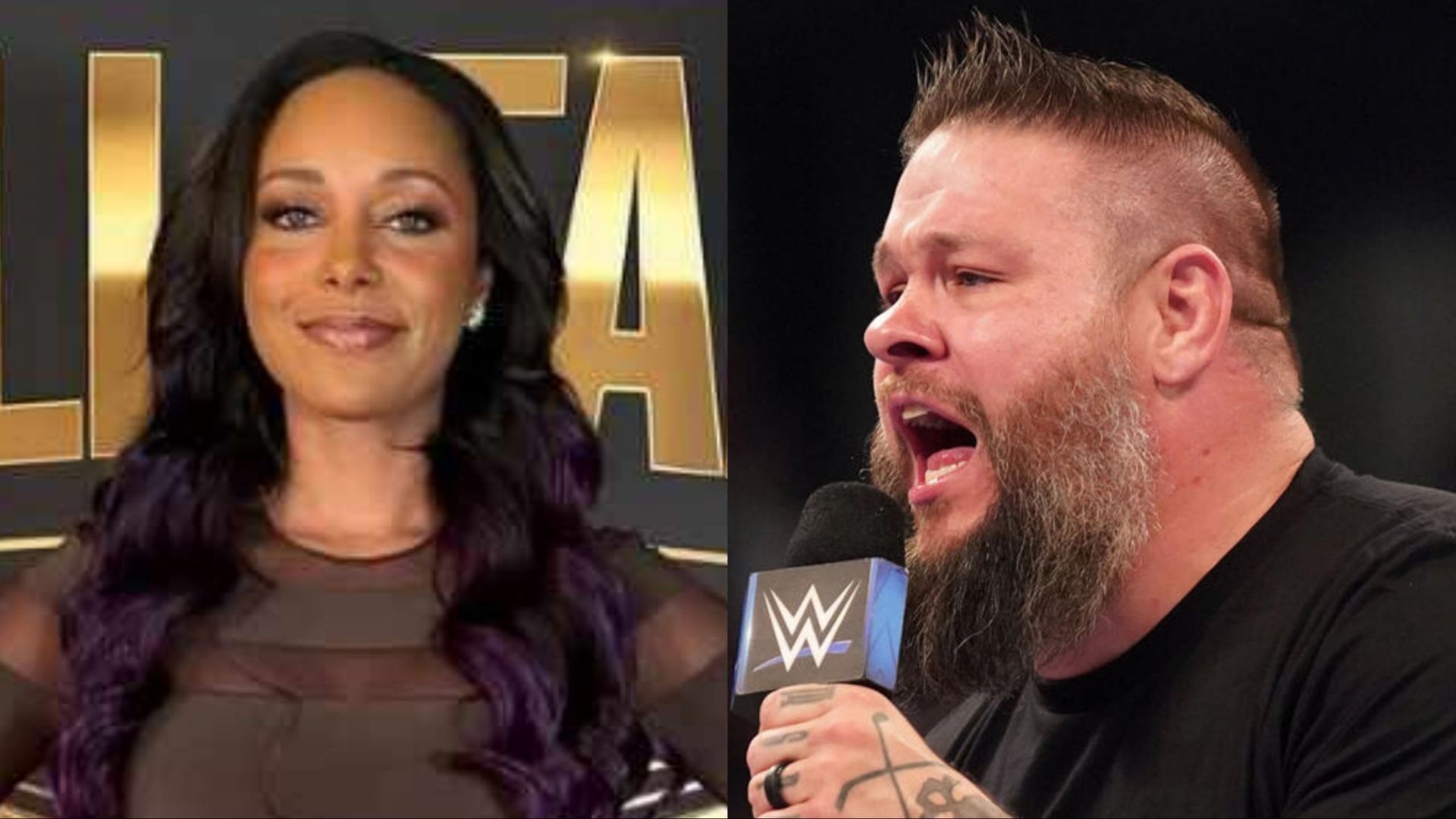 Brandi Rhodes (left) and Kevin Owens (right) - Photo credit: Brandi on IG and WWE.com