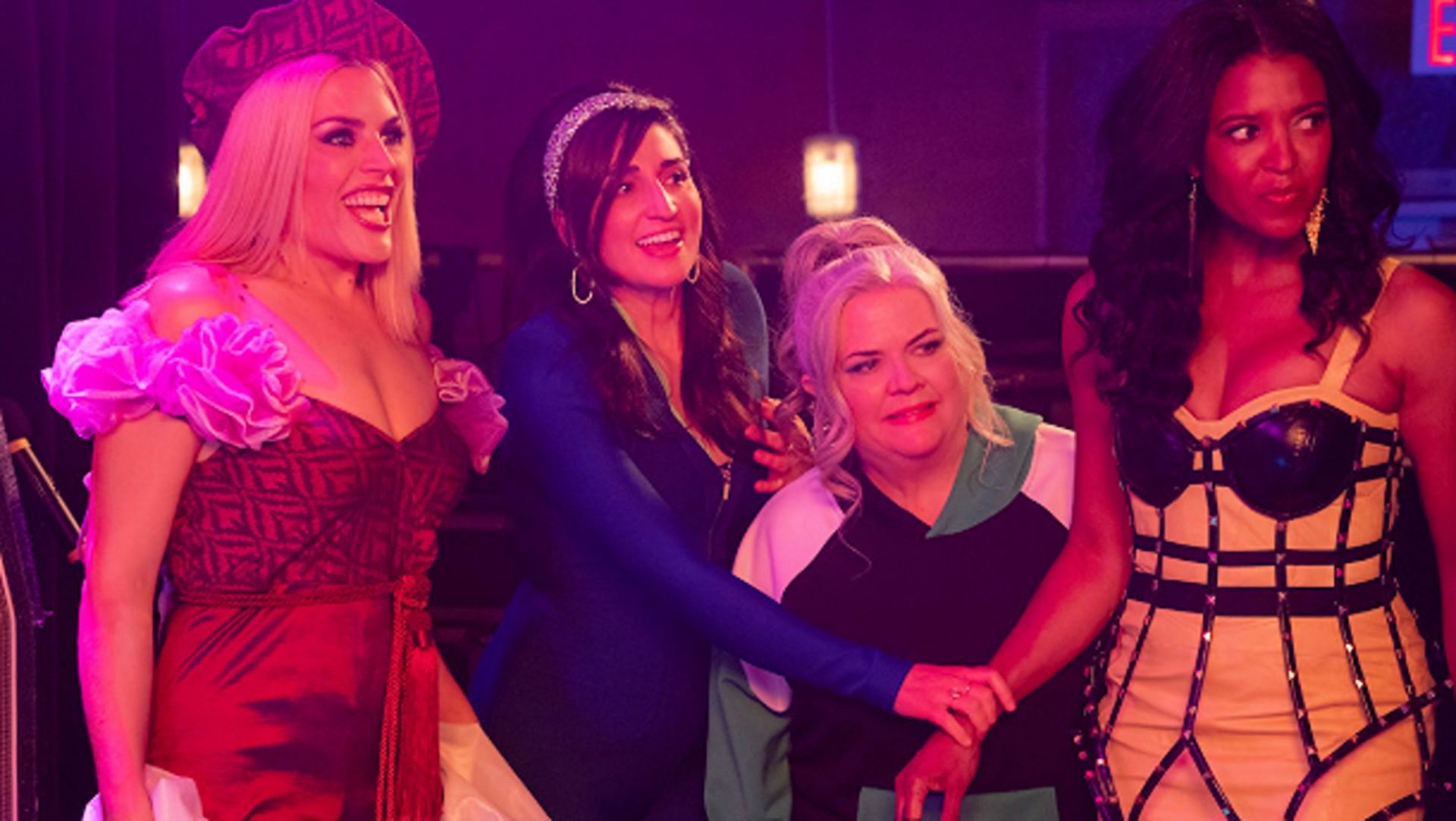 Sara Bareilles as Dawn, Busy Philipps as Summer, Ren&eacute;e Elise Goldsberry as Wickie, and Paula Pell as Gloria (Image via Netflix)