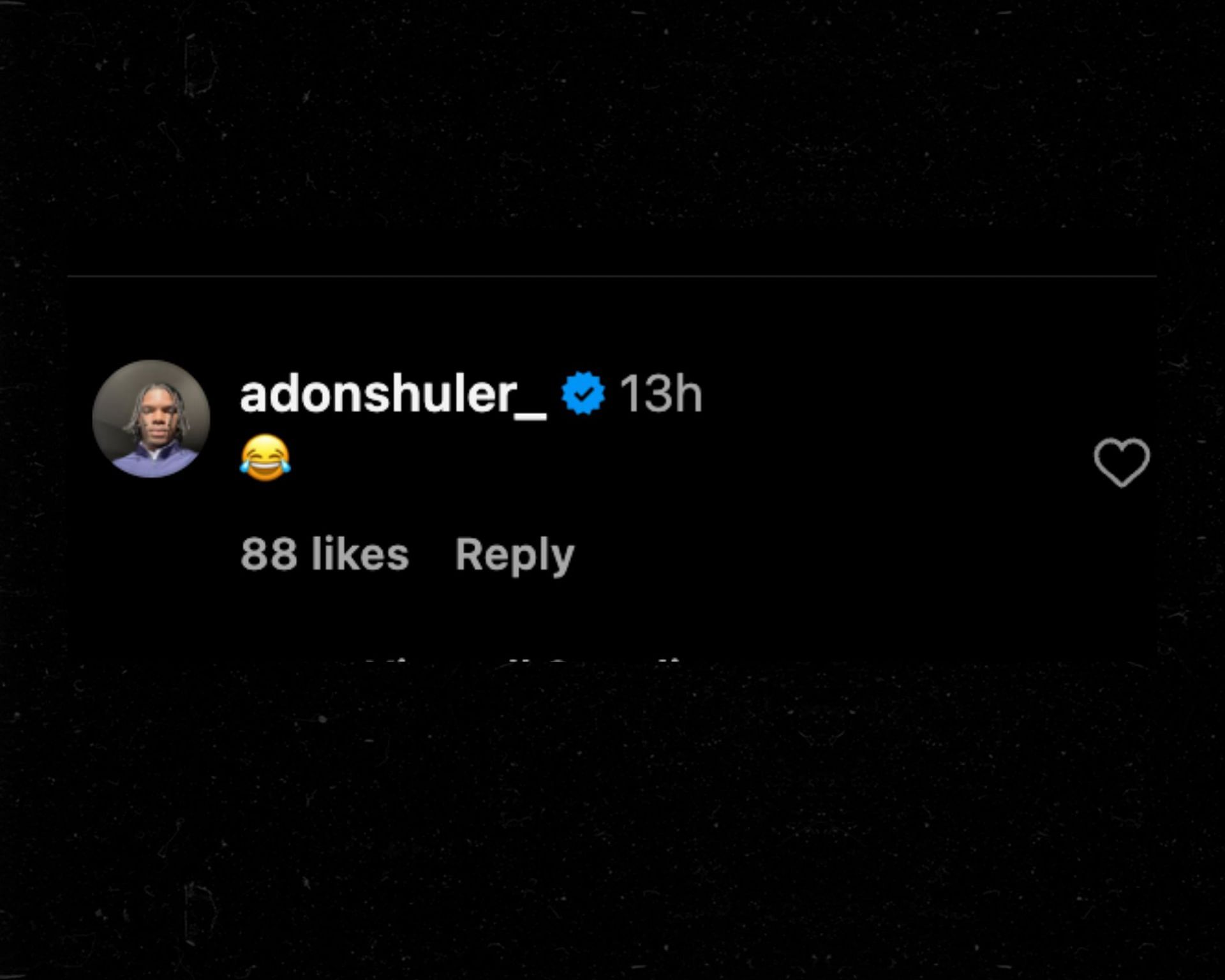 Adon Shuler&#039;s comment (Source: Instagram/@adonshuler_)