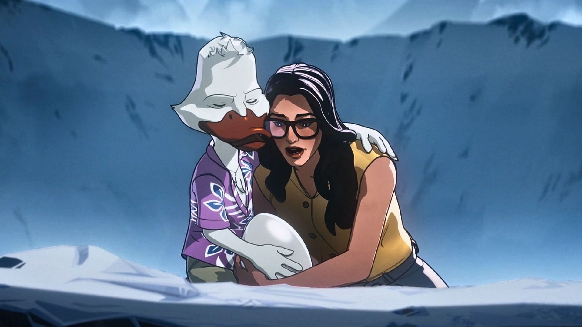 Howard the Duck and Darcy in a still from What If...? season 3 episode 4 (Image via Marvel Entertainment / YouTube)