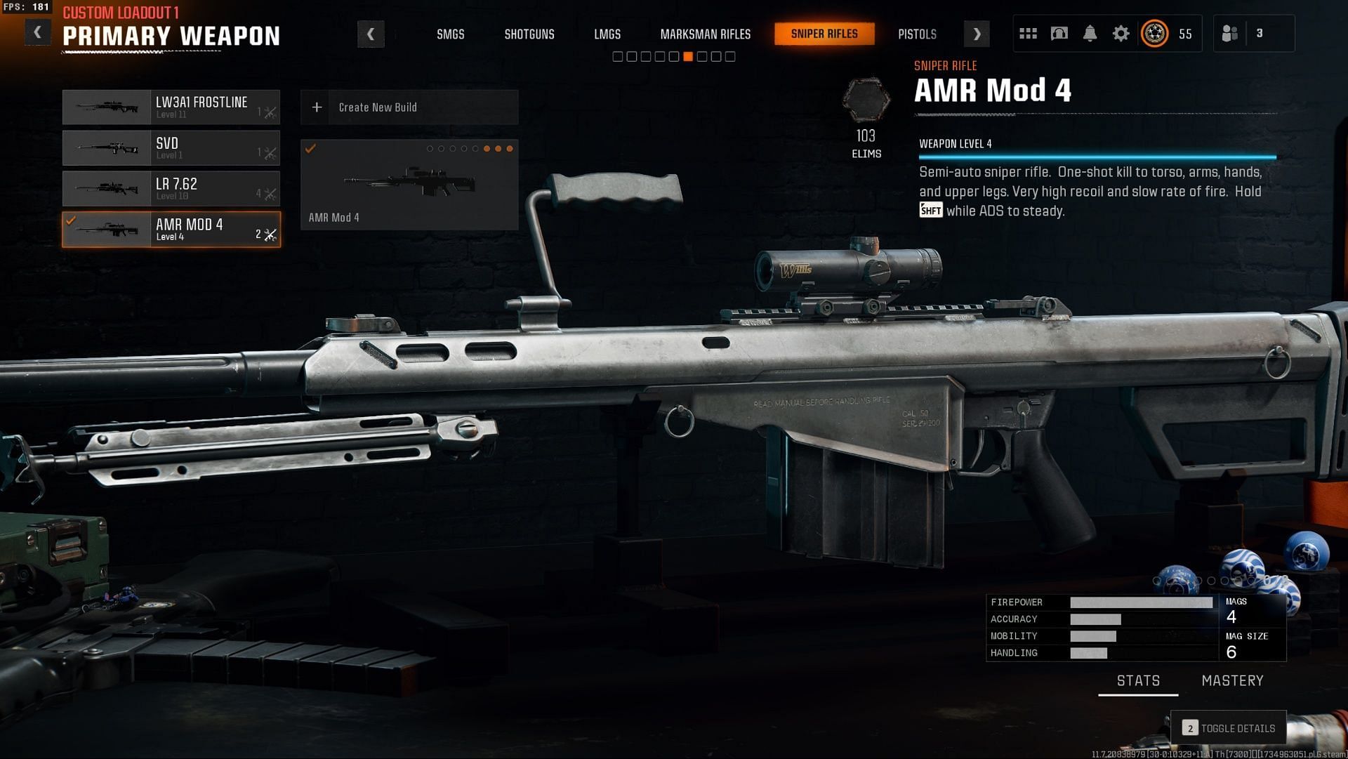 AMR Mod 4 sniper rifle in Black Ops 6 Zombies (Image via Activision)