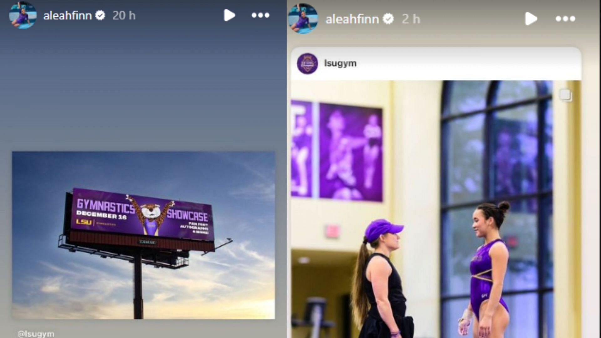 Screengrab of Aleah Finnegan&#039; Instagram stories on LSU Tiger&#039;s training [Image Source : Aleah Finnegan&#039;s Instagram]