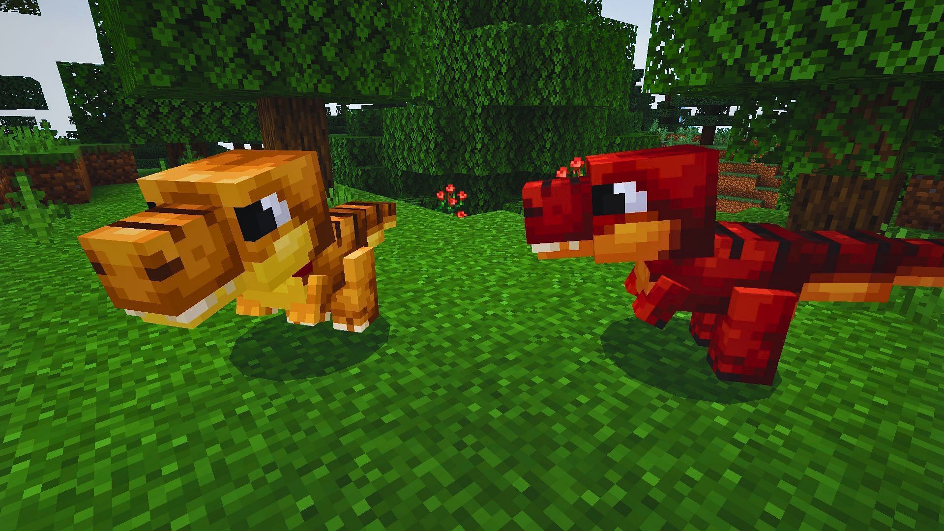 The baby T-Rex fits so well in Minecraft (Image via Mojang Studios || Spark Universe)