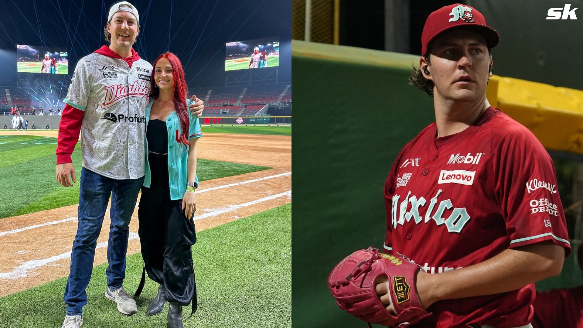 Rachel Luba backs Trevor Bauer promoting baseball in Europe (Image Source: Instagram/ @rachel.luba and @baueroutage)