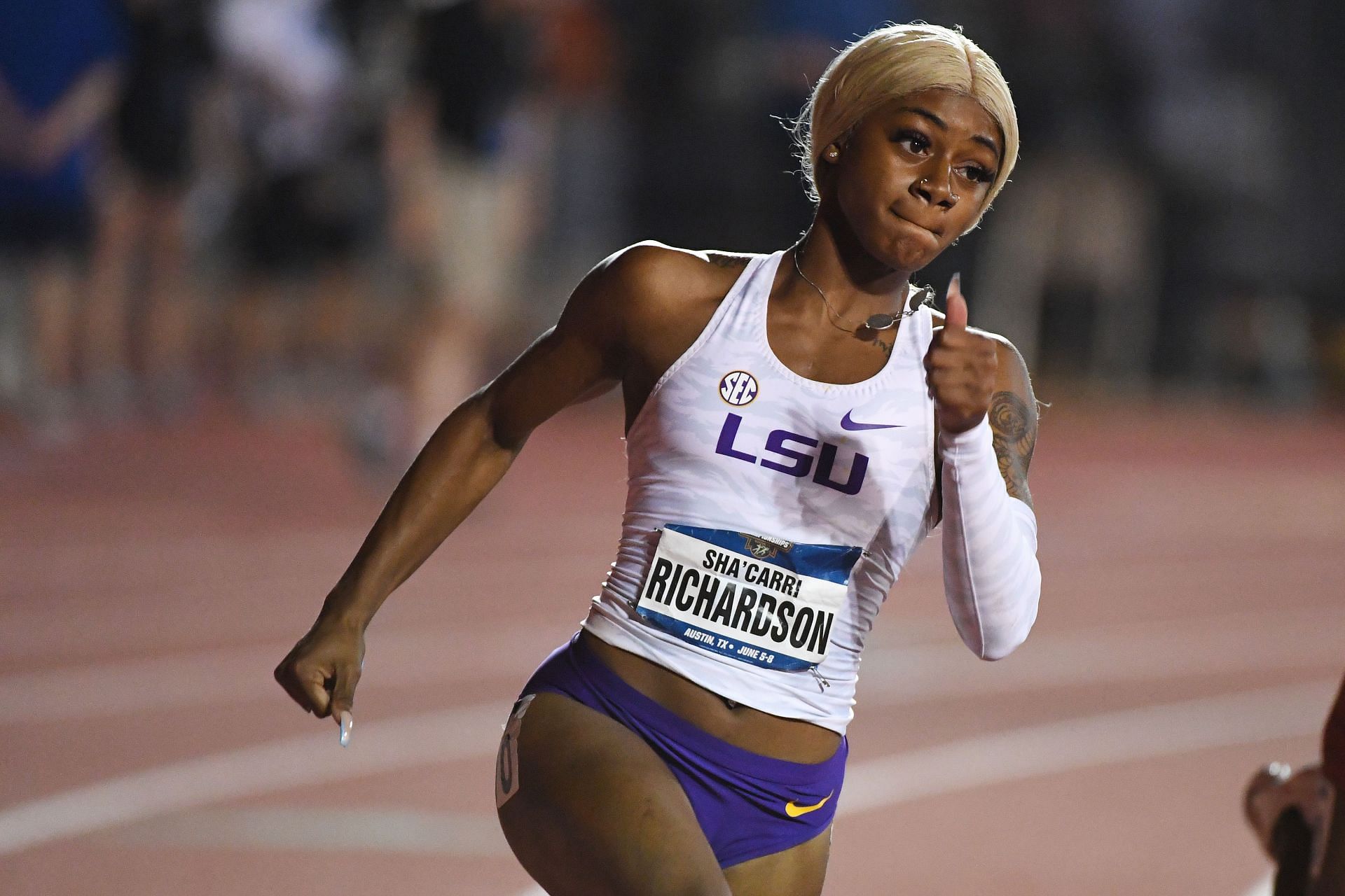 Sha&#039;Carri Richardson competing at the 2019 NCAA championships (Image Source: Getty)