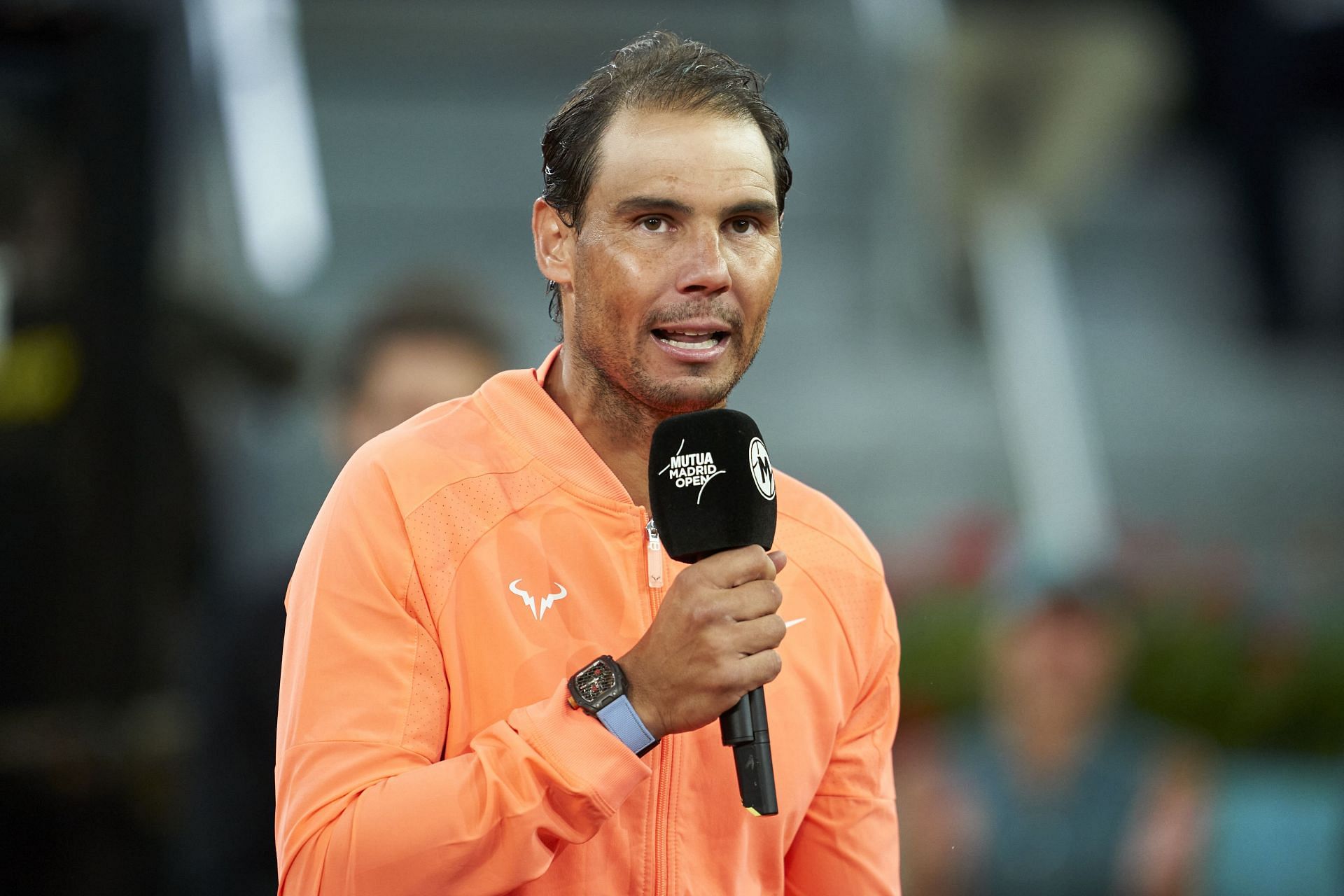 Rafael Nadal speaking to the crowd [Image Source: Getty Images]