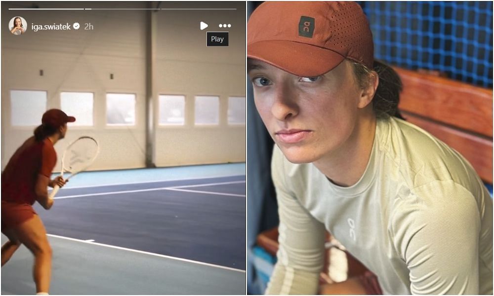 Iga Swiatek practices amid doping row (via her Instagram stories)