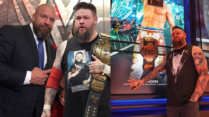 Kevin Owens cheekily photoshops himself over a top AEW star in an old WWE photo with Triple H