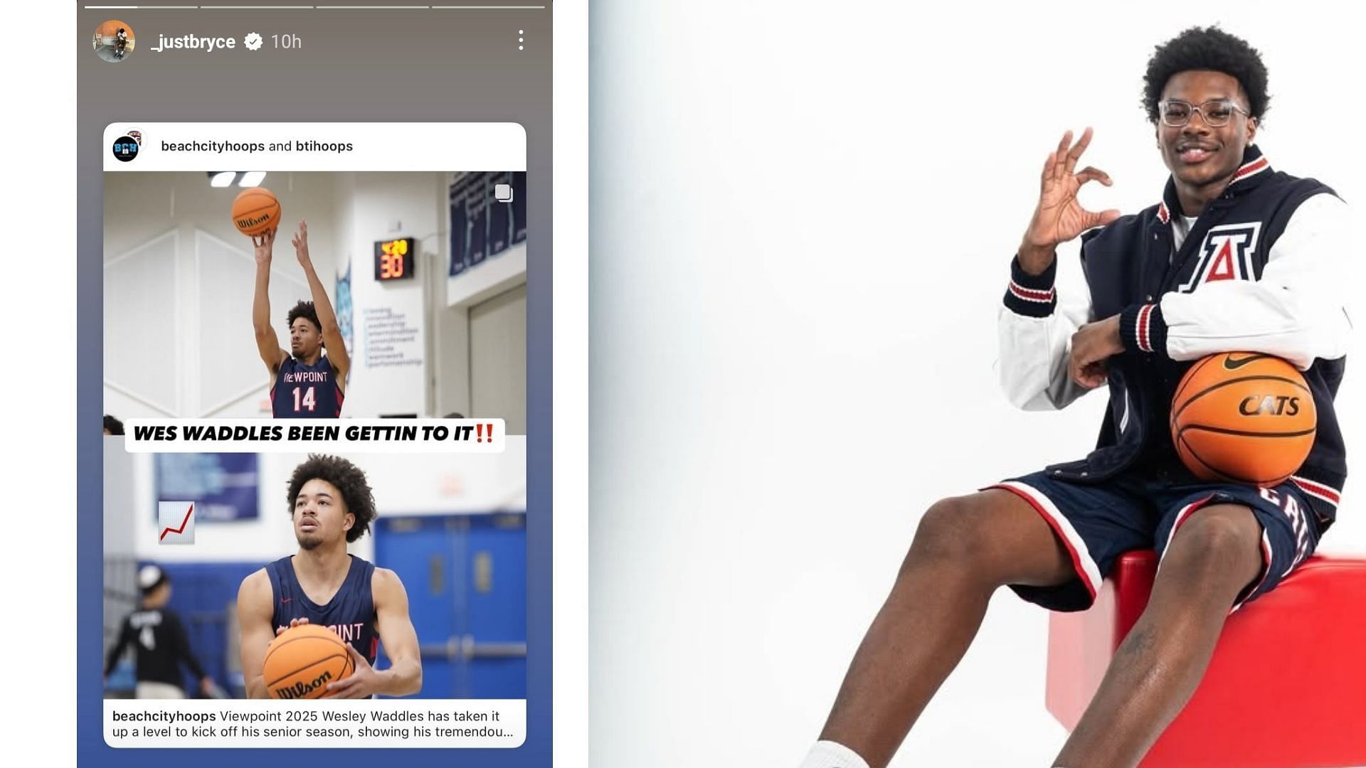 LeBron James&#039; son Bryce James highlights former Sierra Canyon teammate, Wesley Waddles&#039; skills. (Images via Instagram @_justbryce)