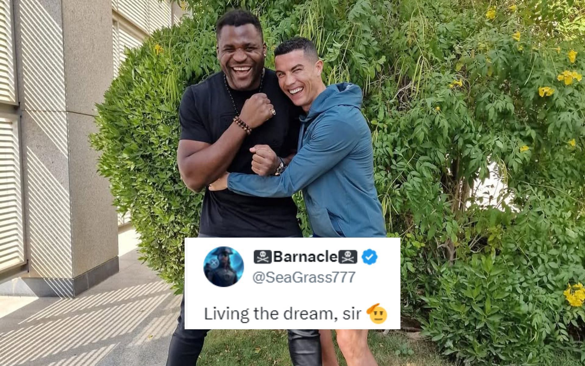 Fans react to Cristiano Ronaldo (right) signing Francis Ngannou