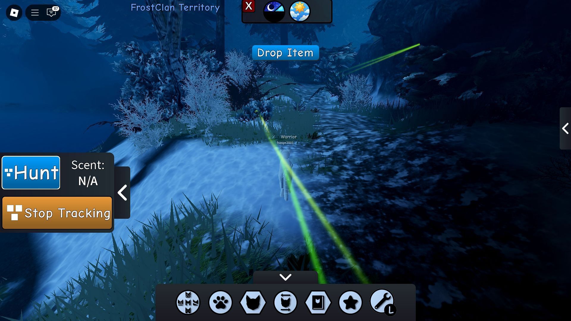 Track the scent of your target to hunt prey (Image via Roblox)