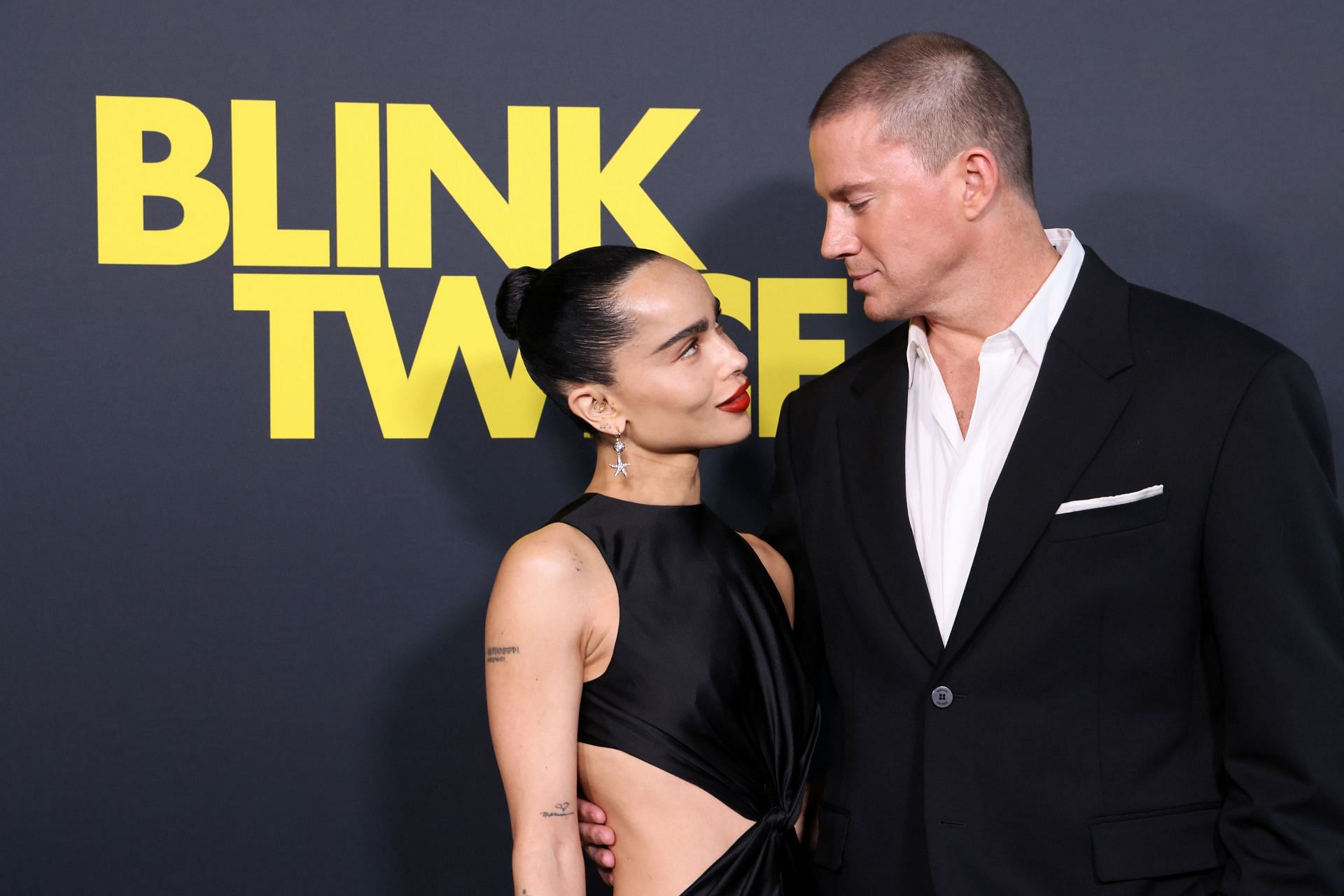 Zoe Kravitz and Channing Tatum at the red carpet for &quot;Blink Twice&quot; (Image via Getty)