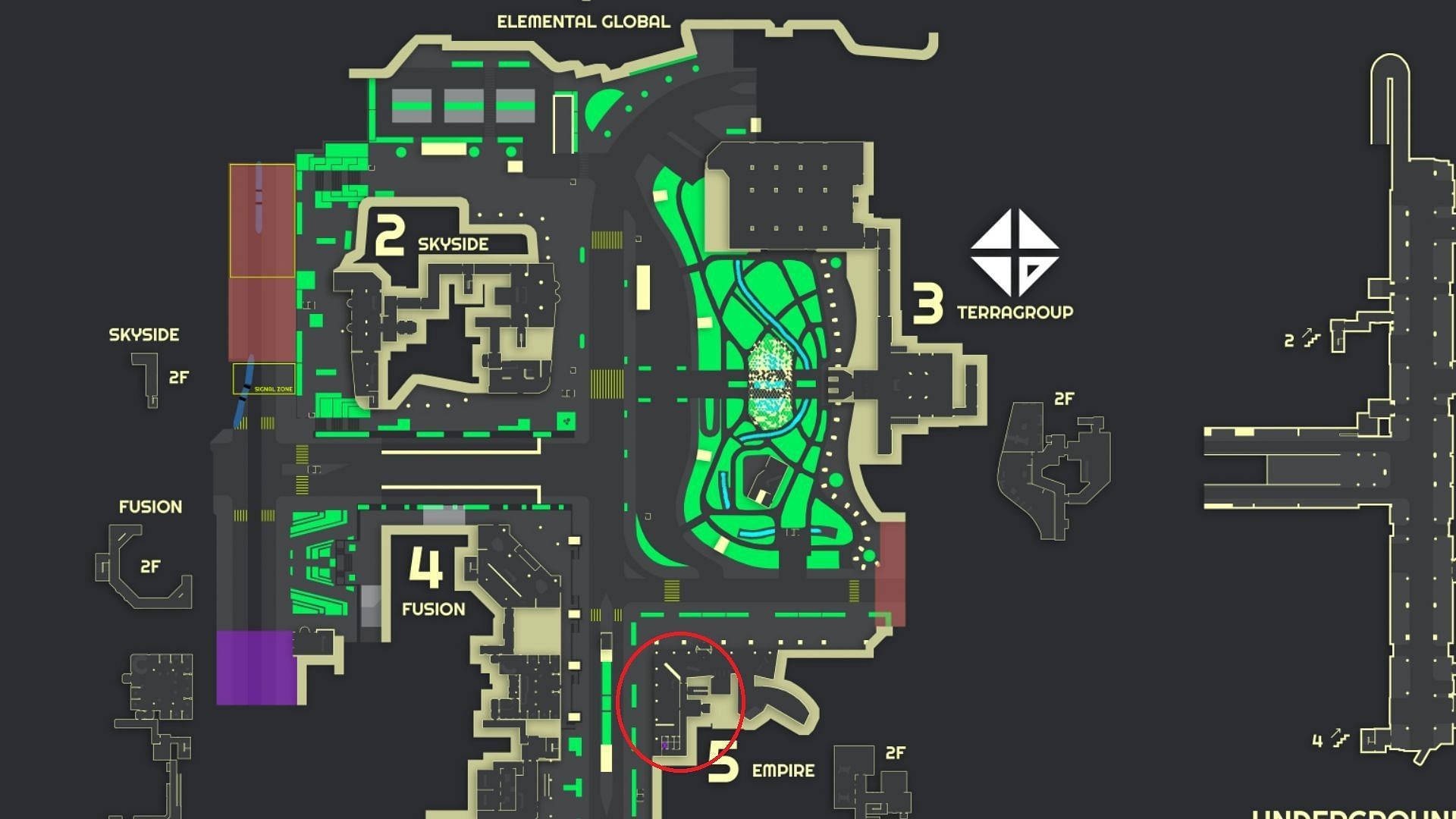 A map of Ground Zero (Image via Battlestate Games // Tarkov Wiki)