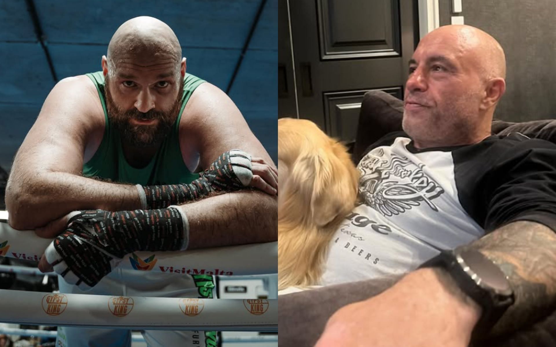 Tyson Fury (left) candidly discussed importance of mental health awareness with Joe Rogan (right). [Images courtesy: @tysonfury and @joerogan on Instagram]