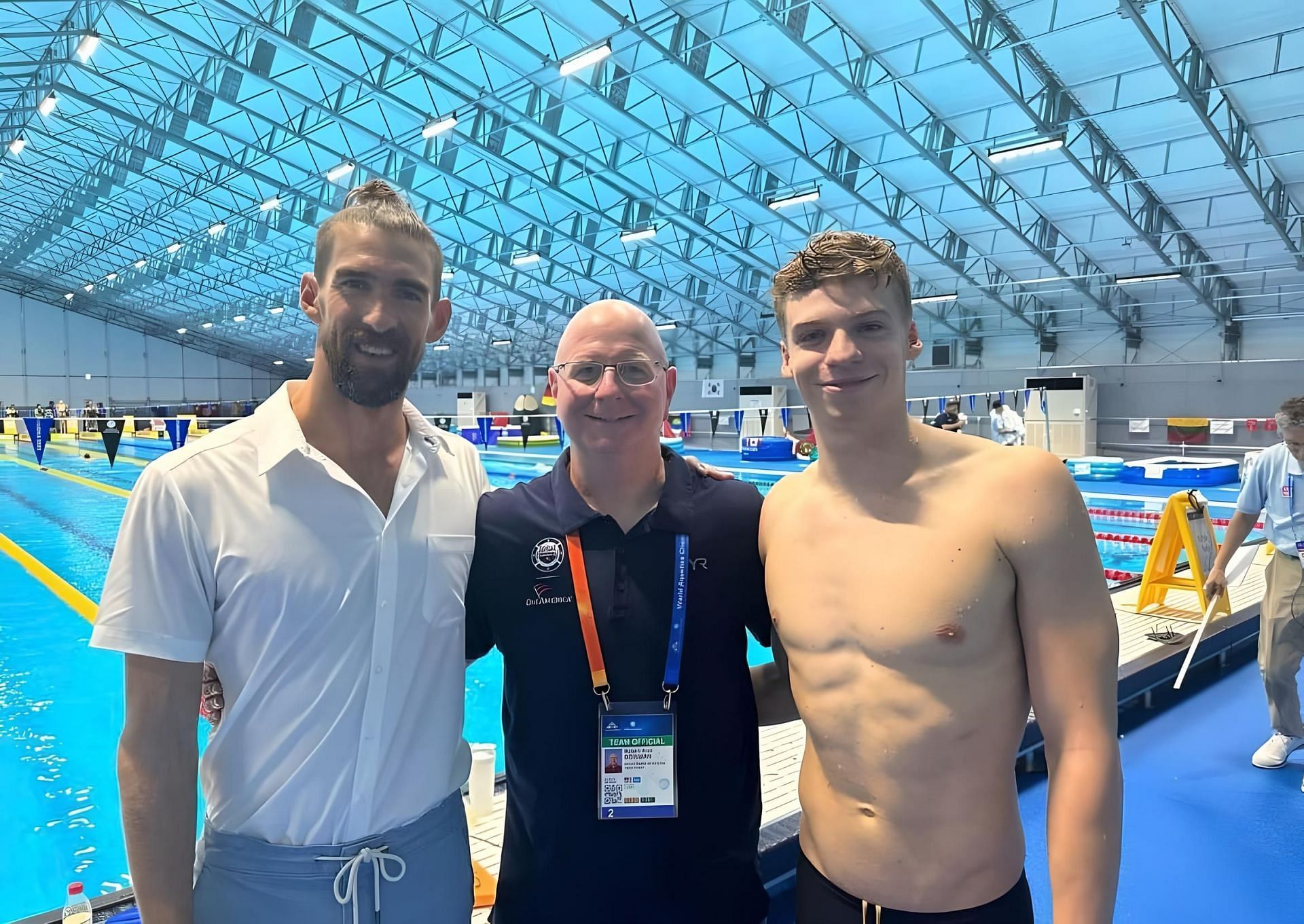 Michael Phelps, Bob Bowman and Leon Marchand/ Source: Facebook.com @michaelphelps