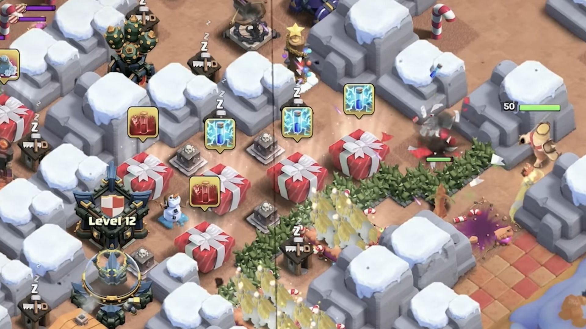 Triggering the chain of Lightning Spells (Image via Supercell)