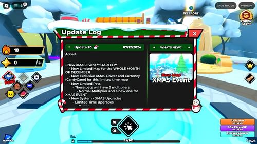 In-game update log (Image via Roblox)