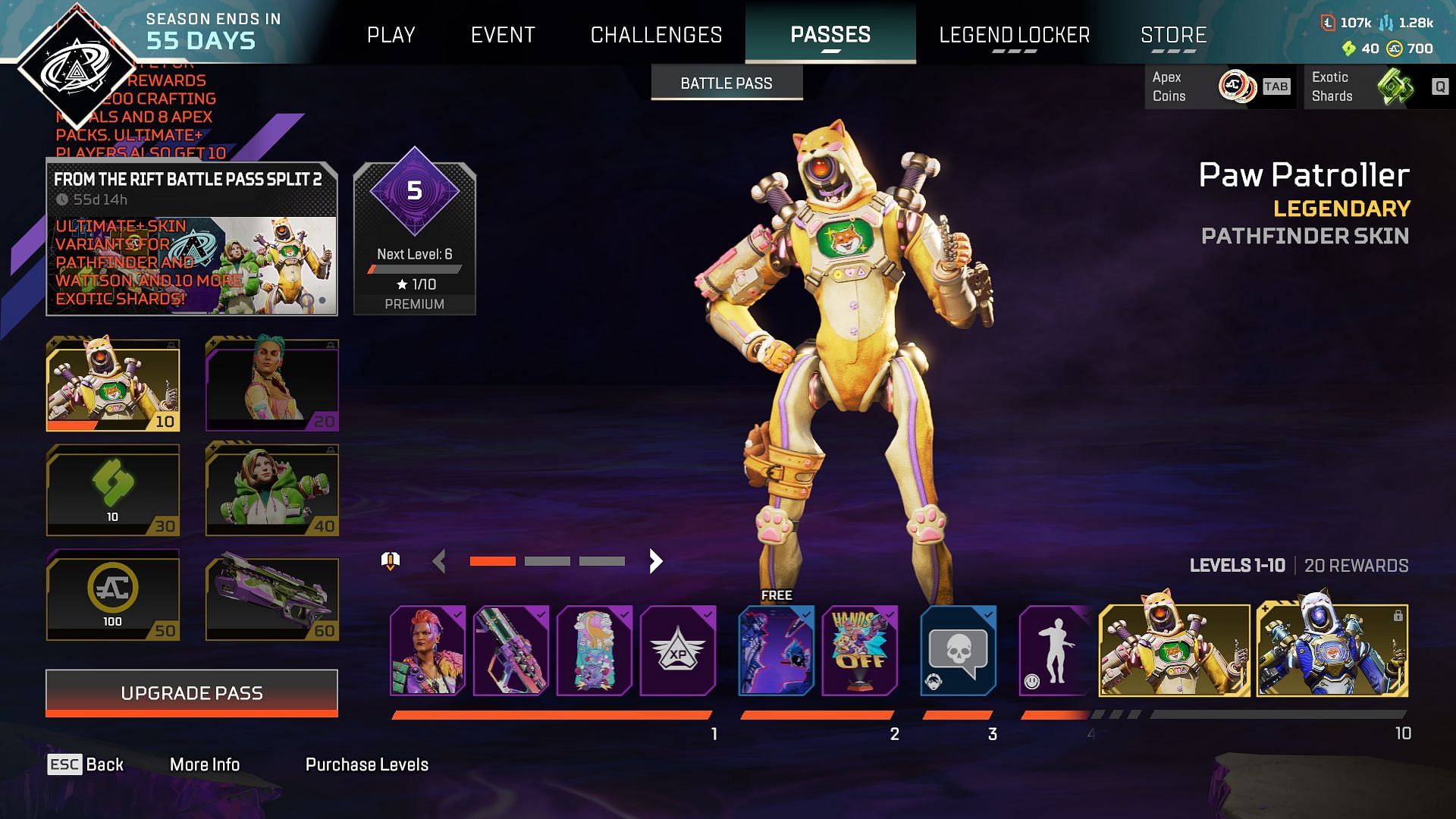 Apex Legends Season 23 Split 2 Battle Pass Levels 1-10 (Image via EA)